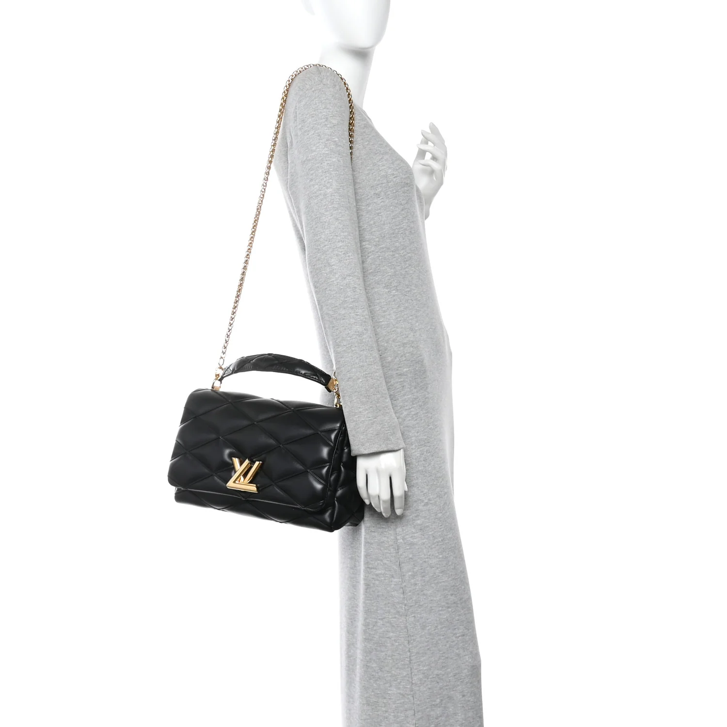 Lambskin Malletage Top Handle GO-14 GM Black