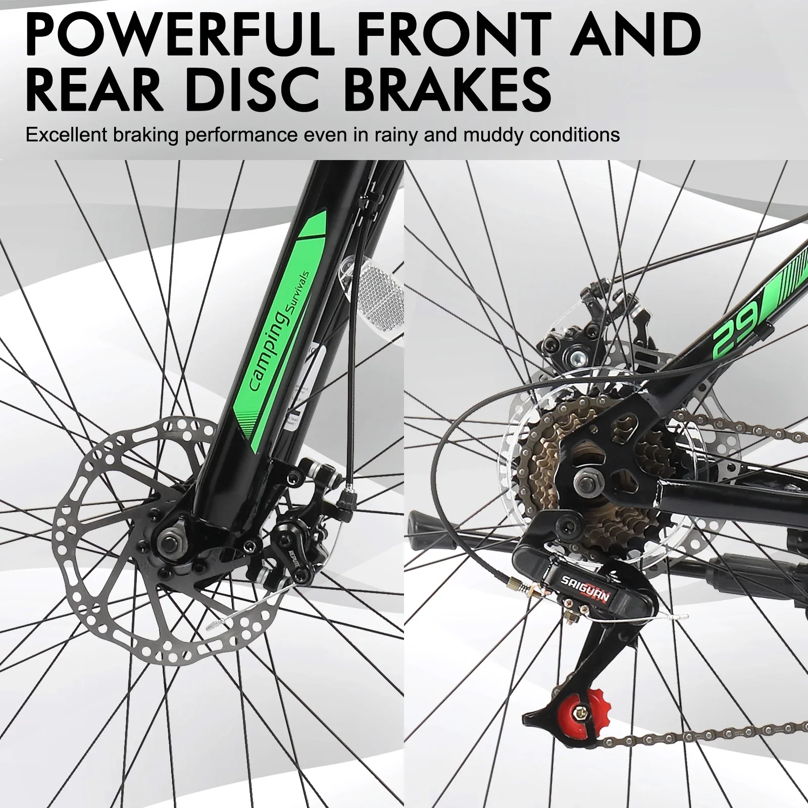 UBesGoo 29in Mountain Bike for Adult, 21 Speed MTB Bicycle for Men/Women, Dual Disc Brakes, Carbon Steel Frame, Black