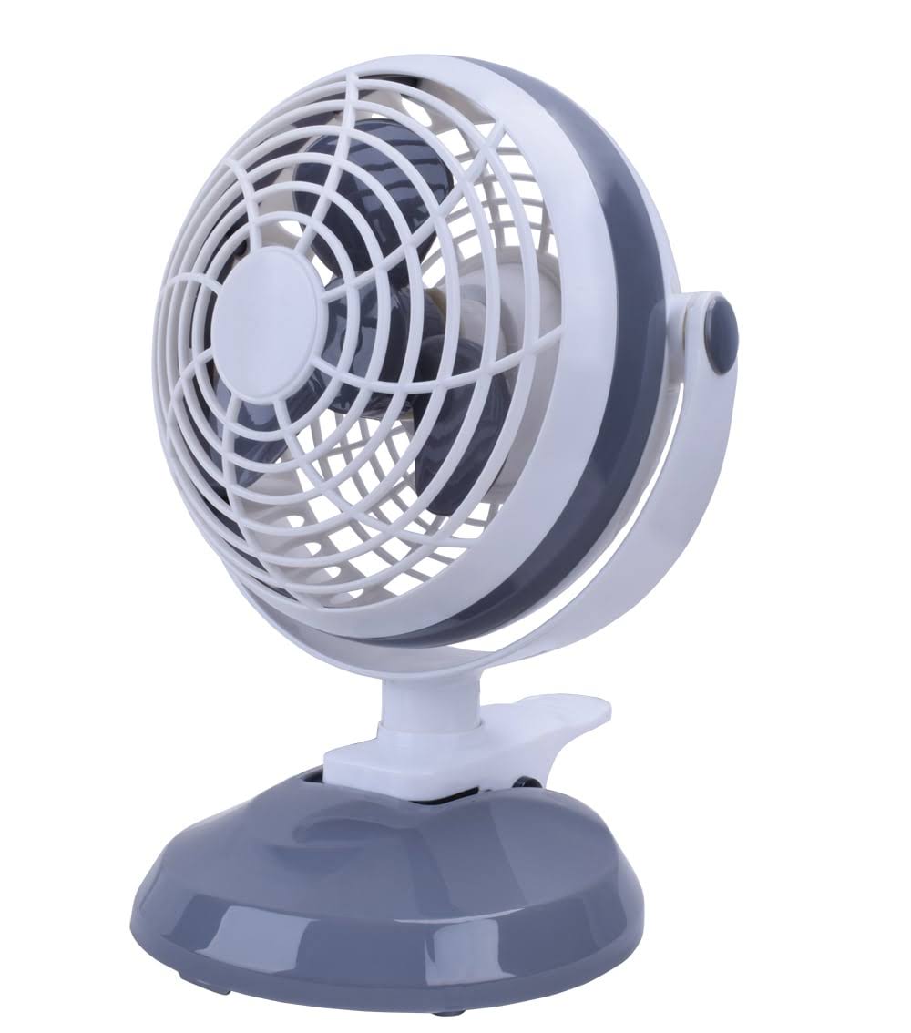 6-in 2-Speed Indoor Gray and White Desk Fan