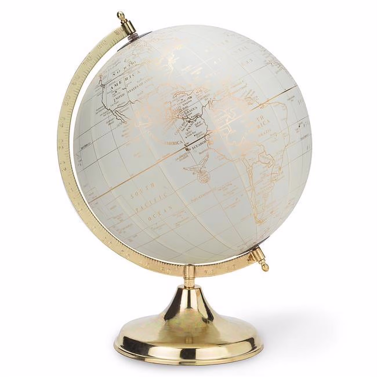 Abbott Collections  12 in. Globe on Stand#44; Ivory  Gold - Large