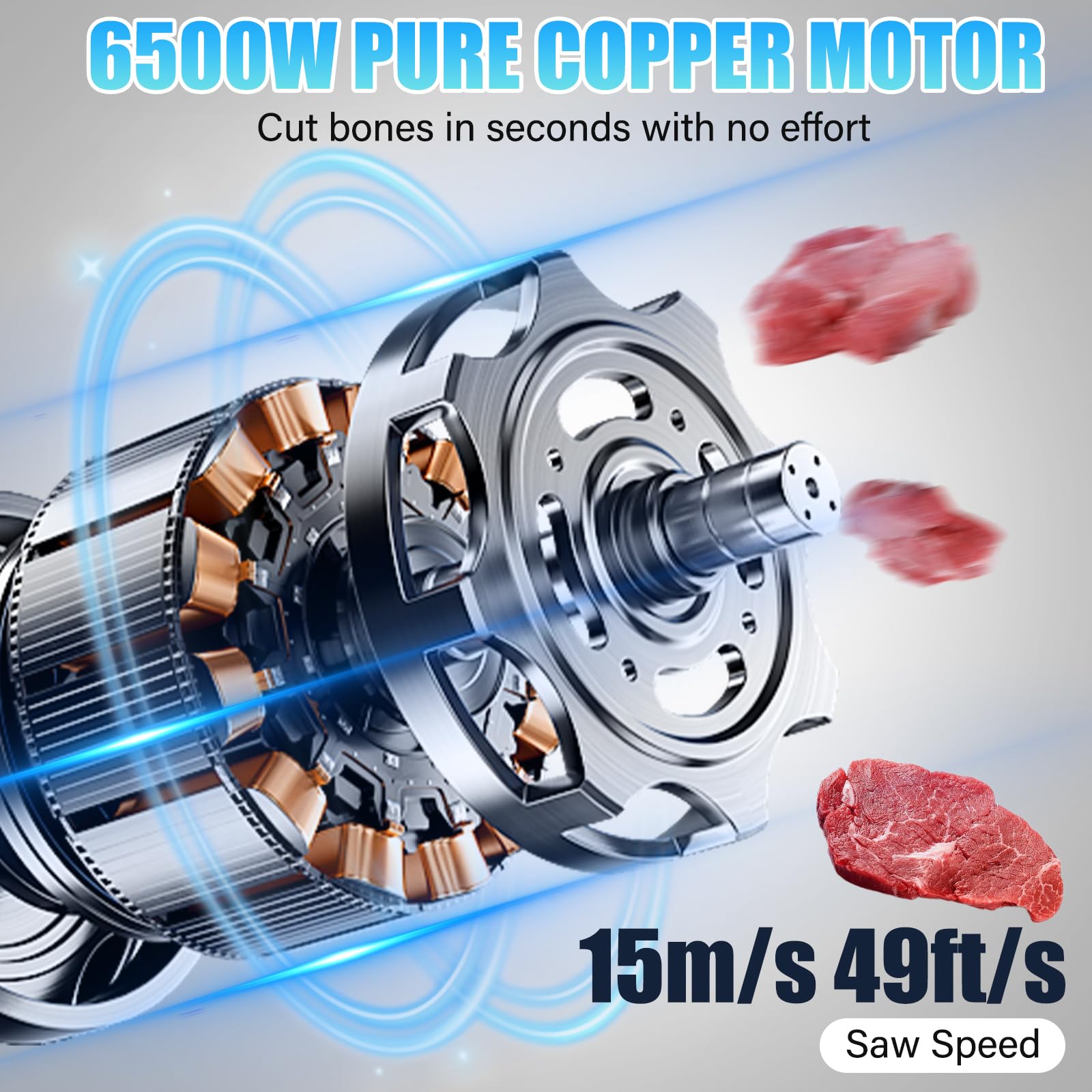 650W Electric Bone Saw Machine, Commercial Meat Band Saw, 0.8-5.9 Inch Cutting Thickness, 110V Heavy-Duty Butchersaw with Adjustable Blade, for Beef Pork Chicken and Fish