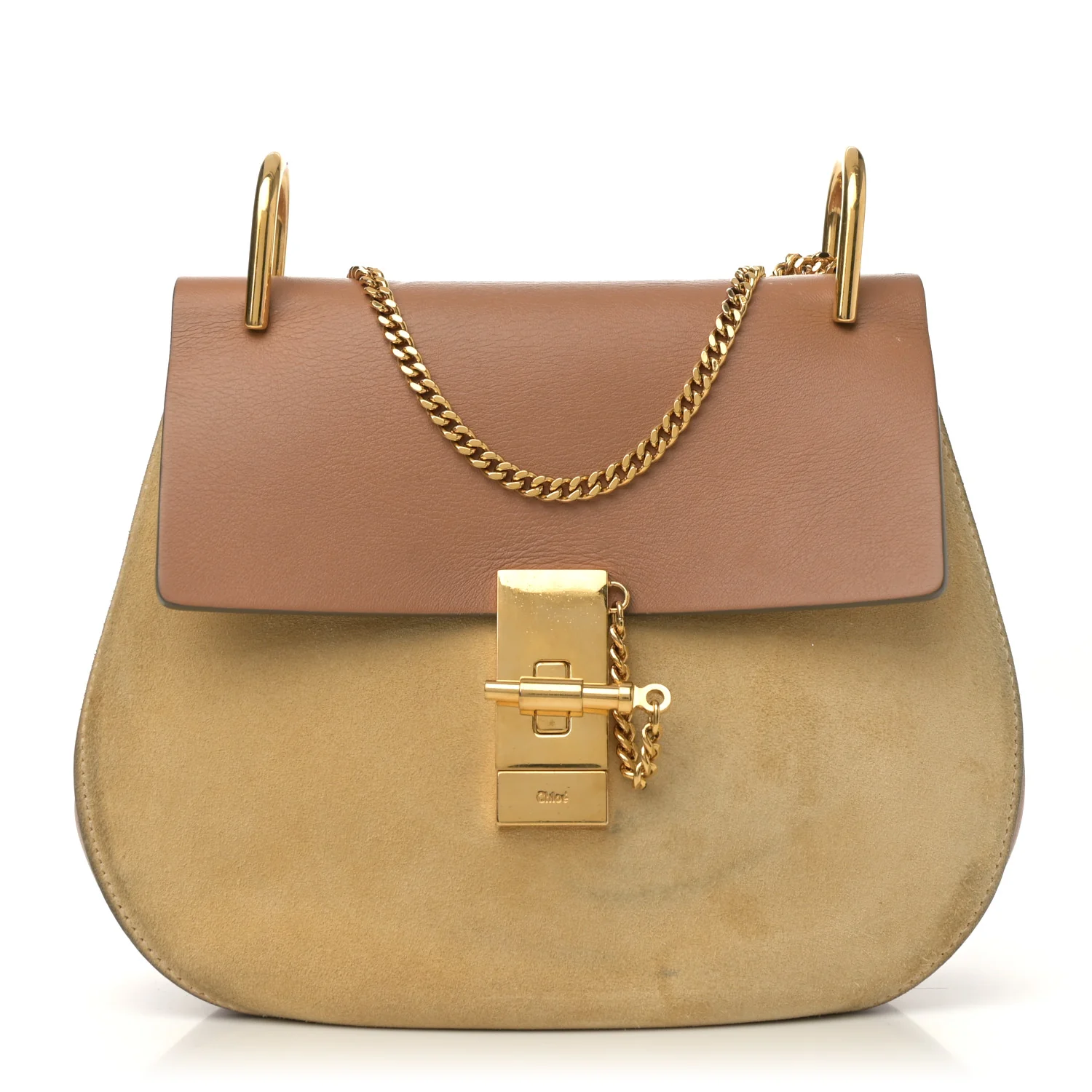 Suede Smooth Calfskin Drew Shoulder Bag Milky Coffee