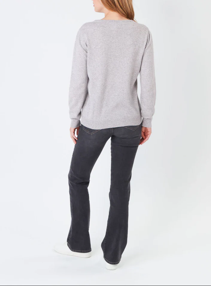Pull femme cachemire et laine gris nacré