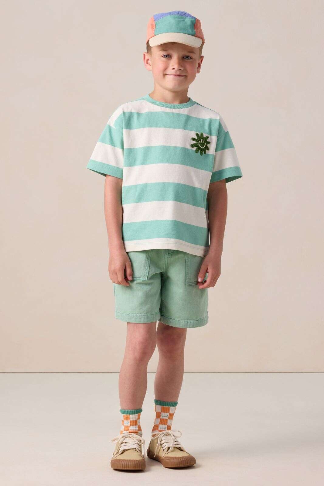 Groen gestreept oversized T-shirt