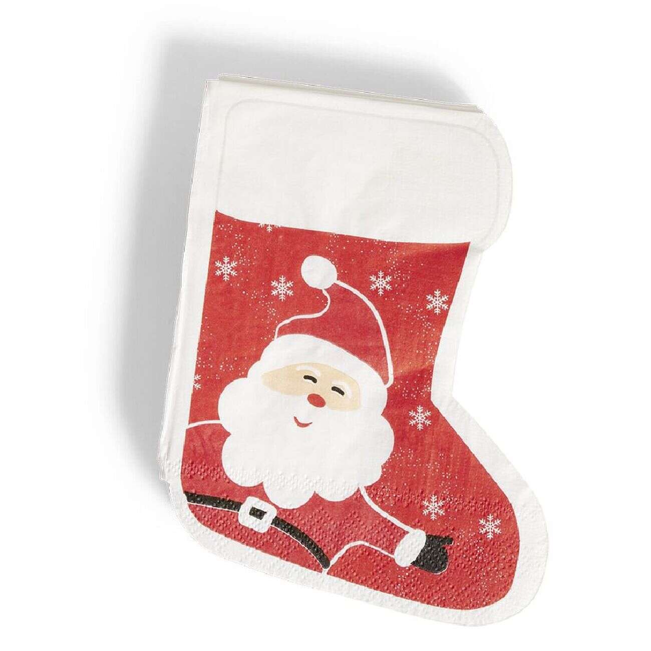 Serviette papier forme botte Noël rouge et blanc x20