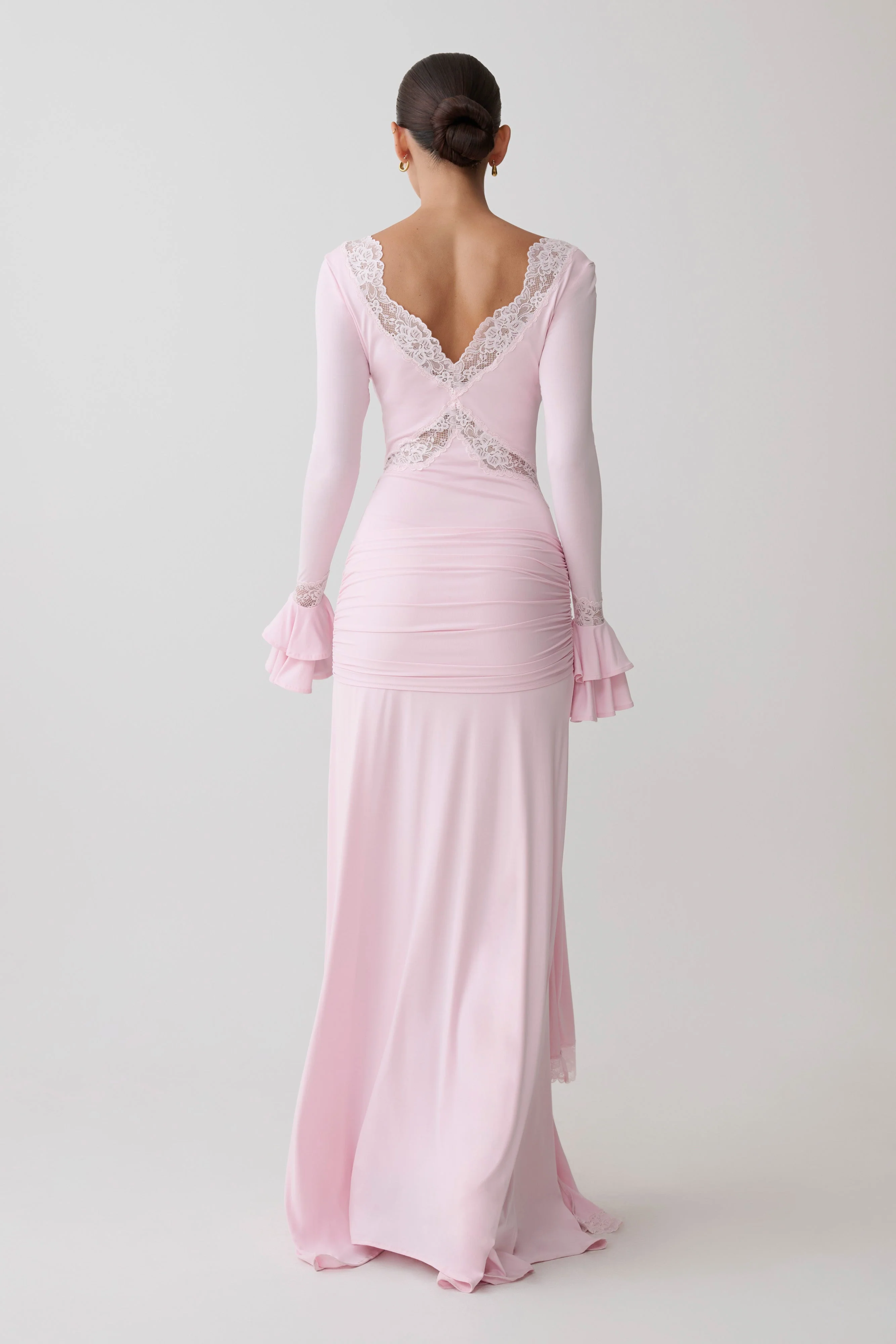 Electra Slinky Lace Maxi Dress - Ballet Pink