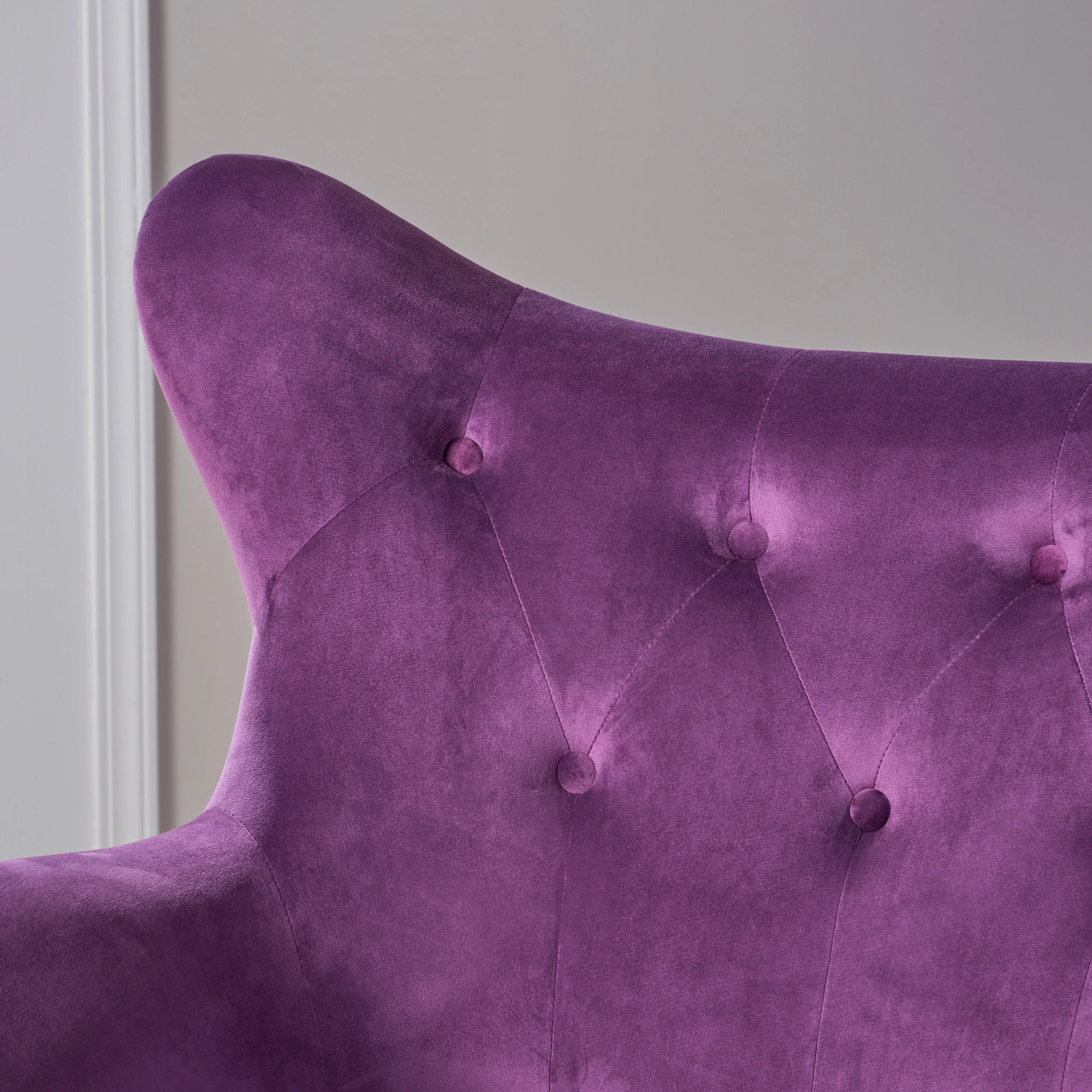 Noble House Simon Velvet Wingback Chair, Purple