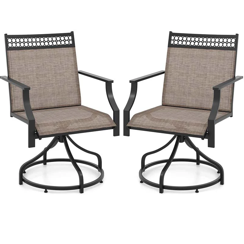 Outdoor Swivel Dining Chairs Set of 2/4 with Quick-Drying Fabric & Metal Frame, All-Weather Patio Chairs for Backyard Porch Lawn Garden