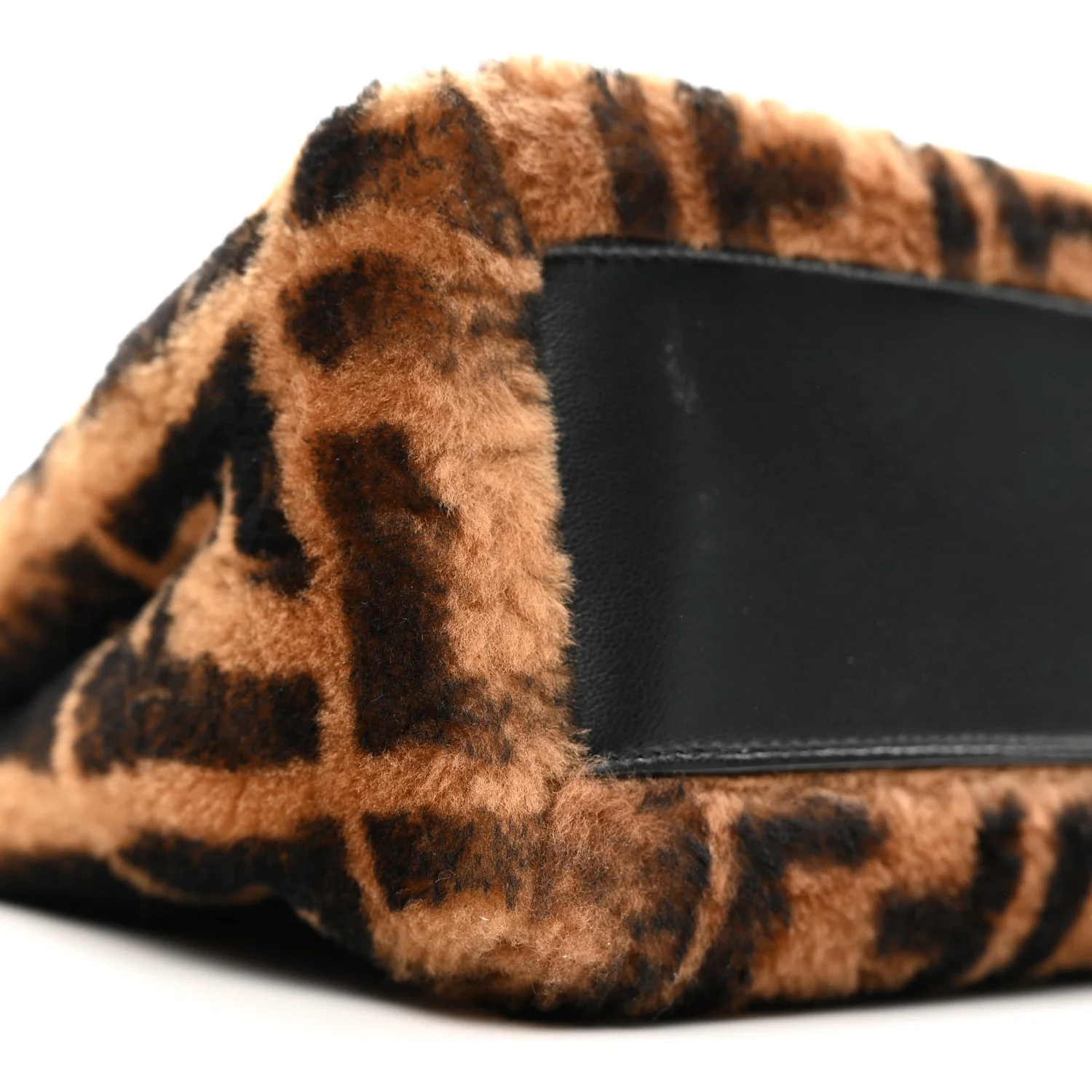 Shearling Nappa Macro FF 1974 Mini Peekaboo Iconic Satchel Tobacco Black