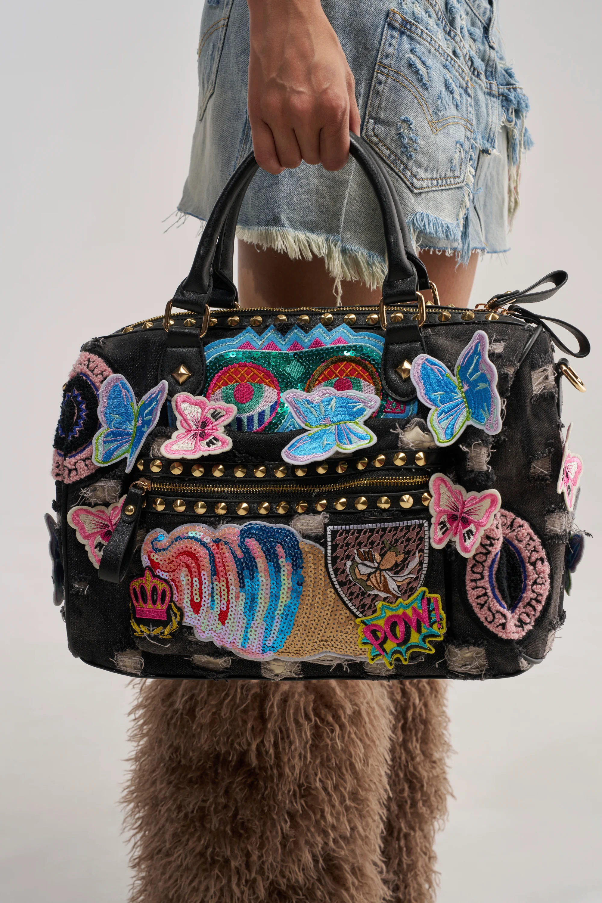 EYE SEE YOU PATCH DENIM BAG - Akira Store