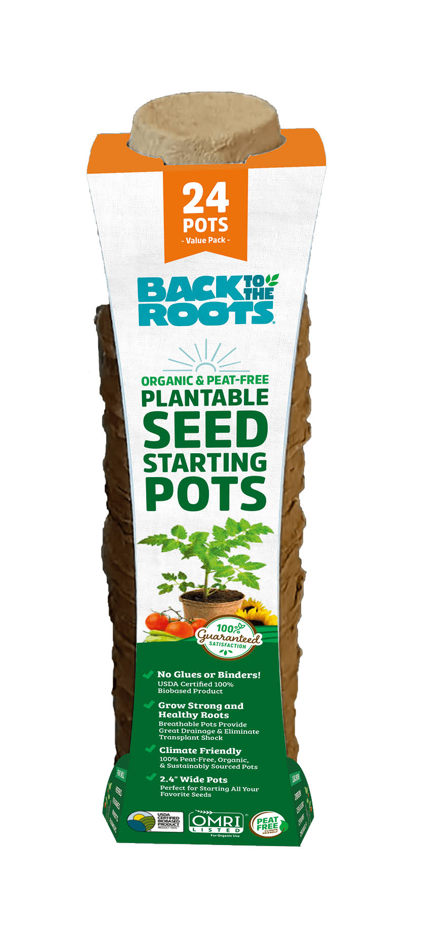 Back to The Roots Organic & Plantable Seed Starting Pots (24 ct)