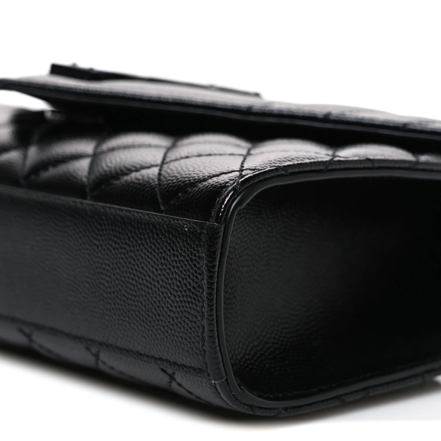 Grain De Poudre Textured Mixed Matelasse Triquilt Small Monogram Monochrome Satchel Black