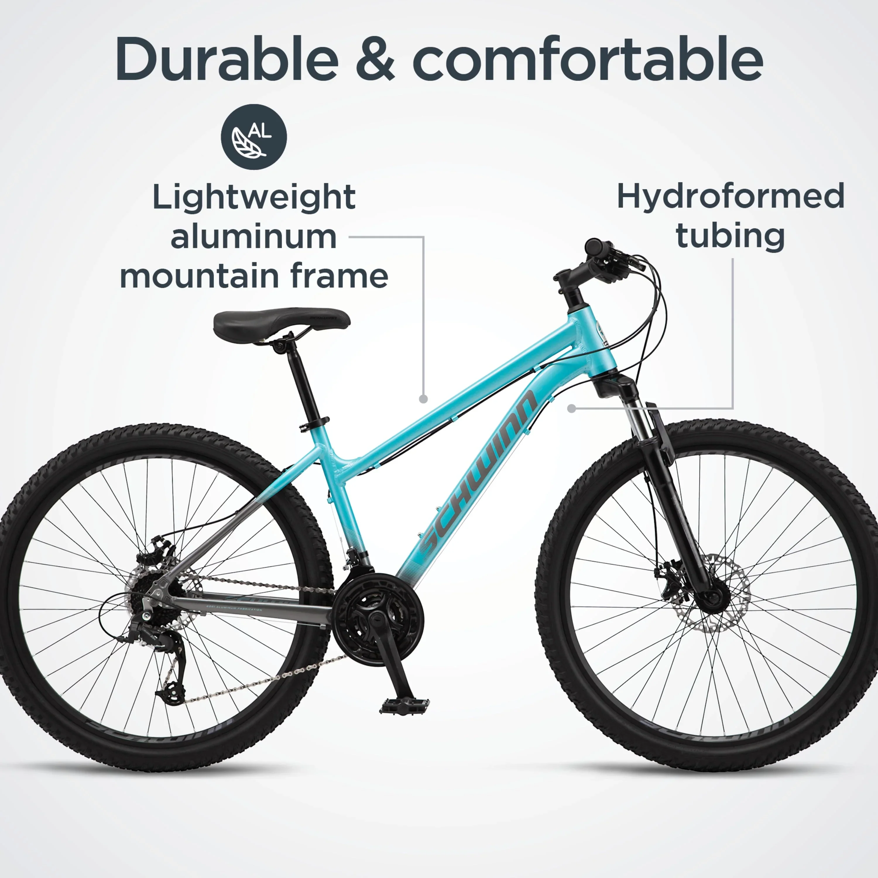 Schwinn 27.5 AL Comp Women's Mountain Bike, 21 Speeds, Blue