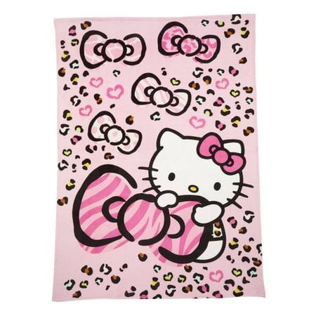 Hello Kitty Kids Plush Blanket, Twin/Full Size 62 inchx90 inch, Pink, Sanrio