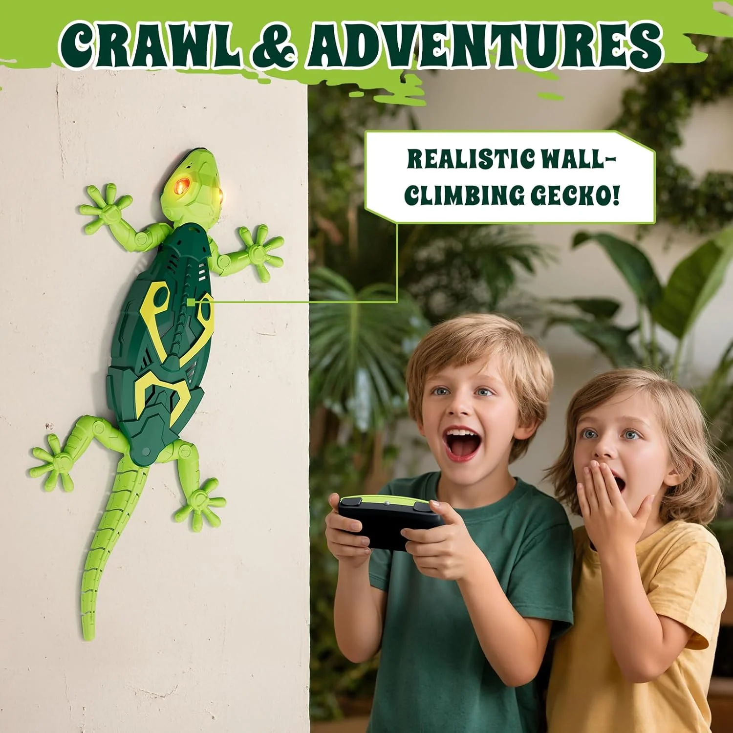 Remote Control Gecko Robot Toy, Rechargeable Wall Climbing RC Animal for Kids Ages 4-8