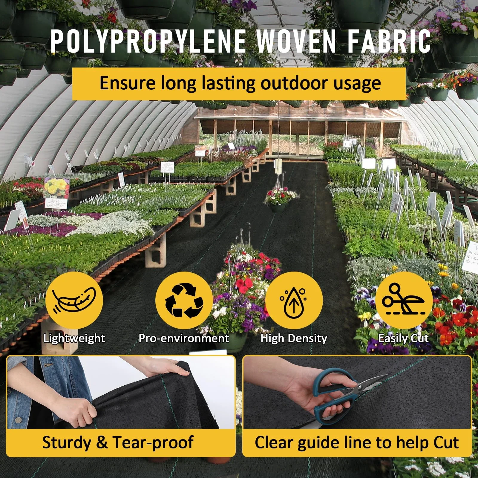 5.8 Oz Weed Barrier Landscape Fabric, Dual-Layer Heavy-Duty Road Fabric Commercial Weed Barrier Fabric, Weed Control Fabric Ground Cover, Gardening Mat for Garden Beds