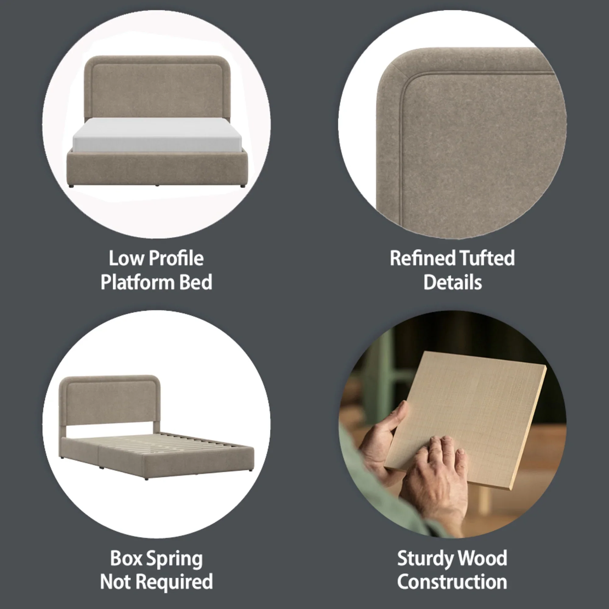 Better Homes & Gardens Juliet King Boucle Platform Bed, Ivory