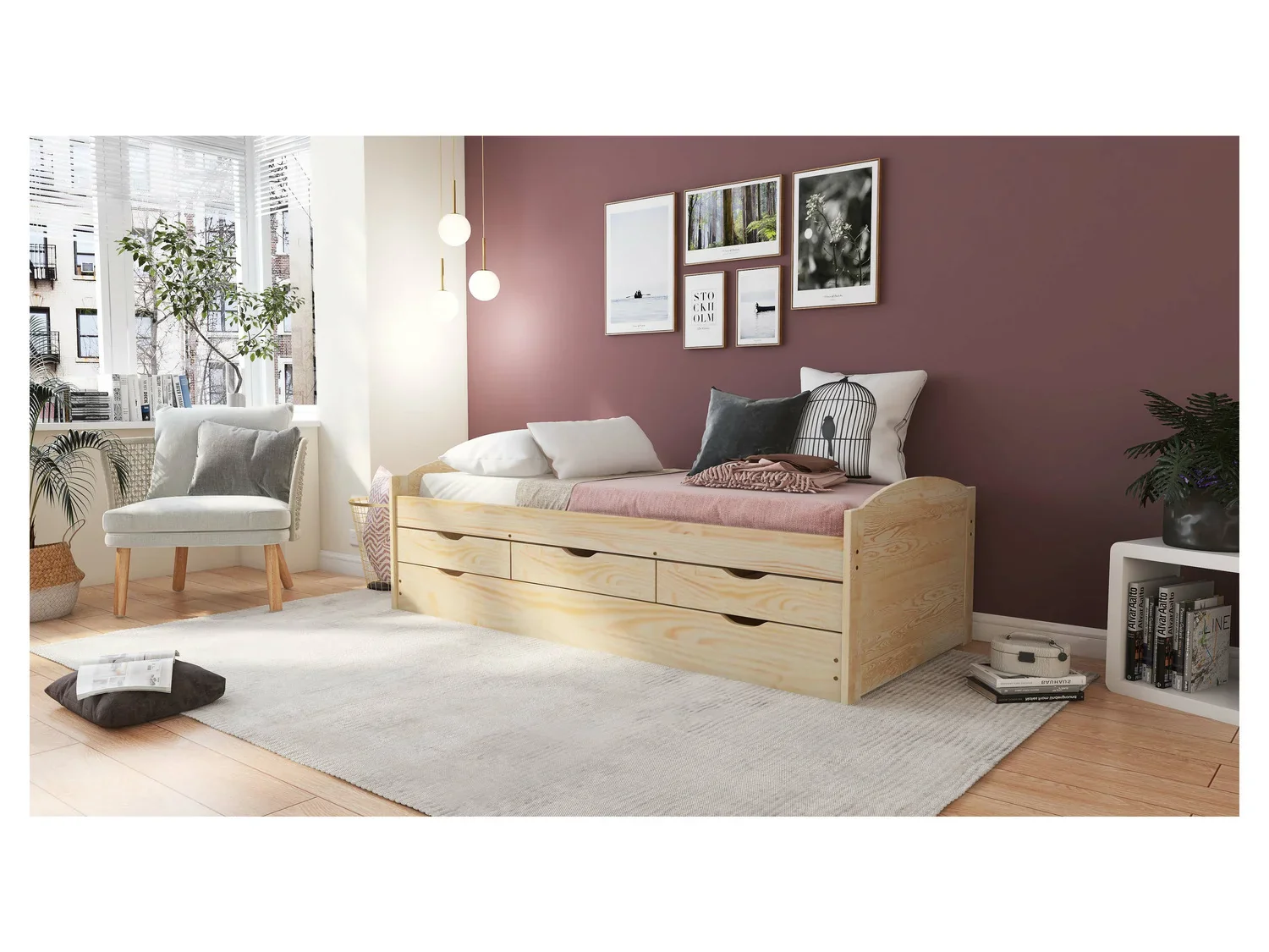 Inter Link Lit banquette 3 tiroirs, 205 x 63 x 96 cm