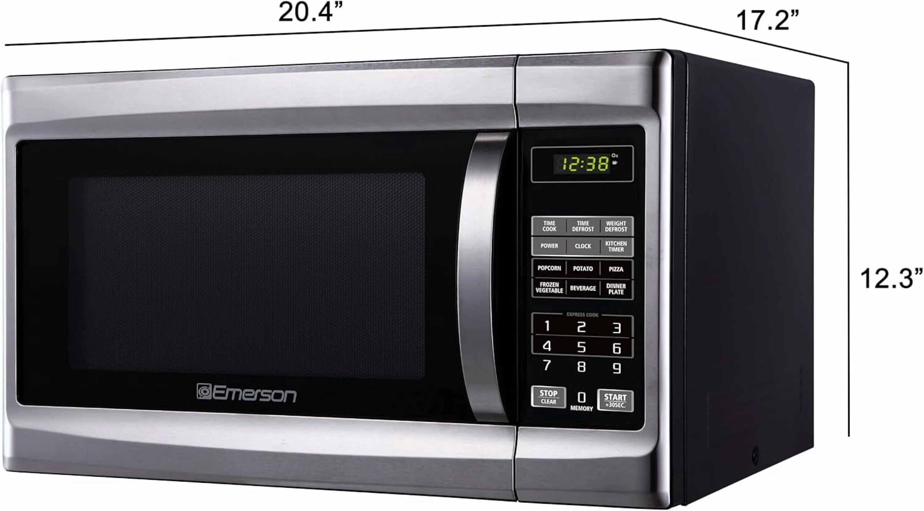 Emerson 1.3 cu ft 1000 Watt, Touch Control Microwave Oven, Stainless Steel/Black, MW1338SB