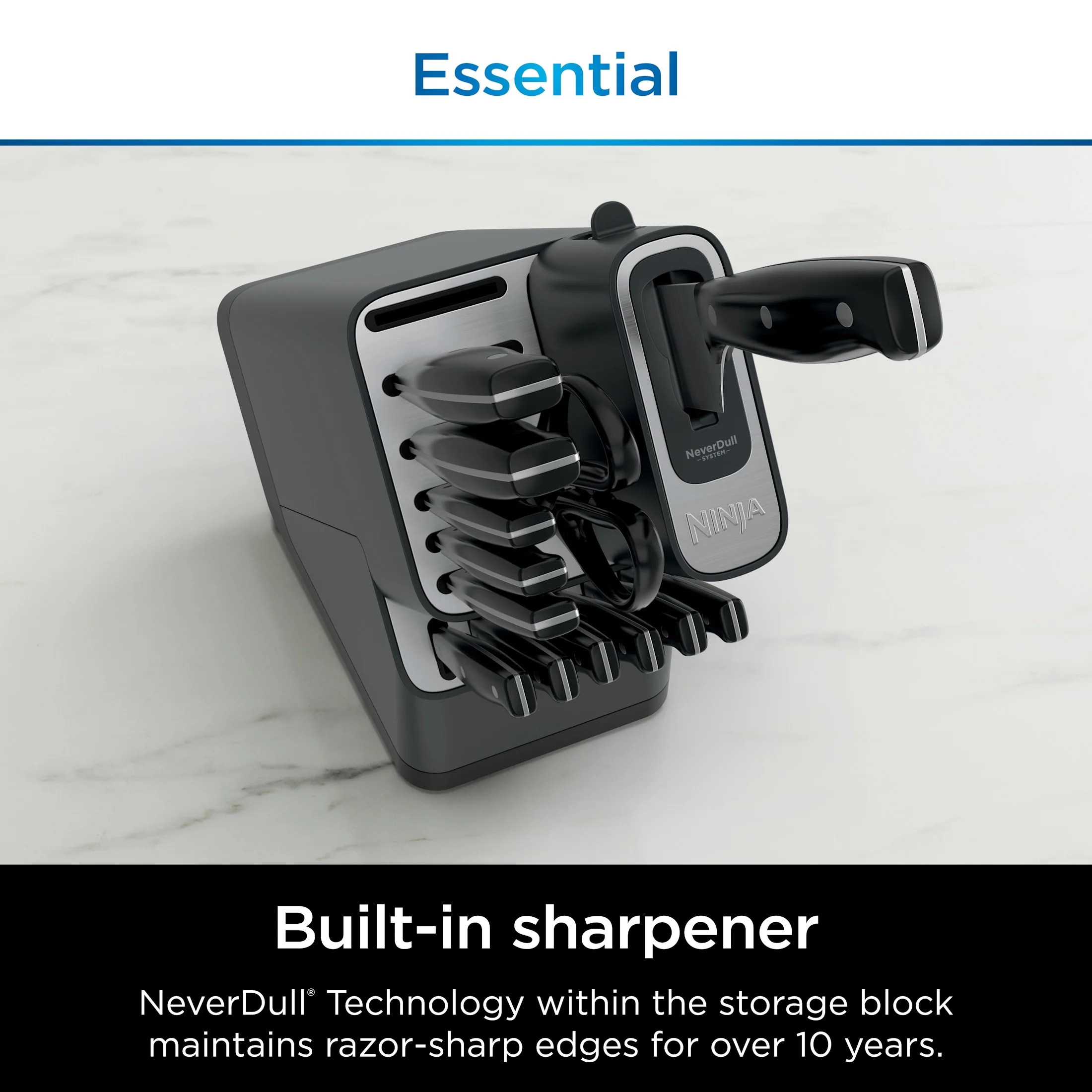 NeverDull 14 Piece Stainless Steel Essential Knife System with Built in Sharpener, K12014 Black/Gray(14) Image 5