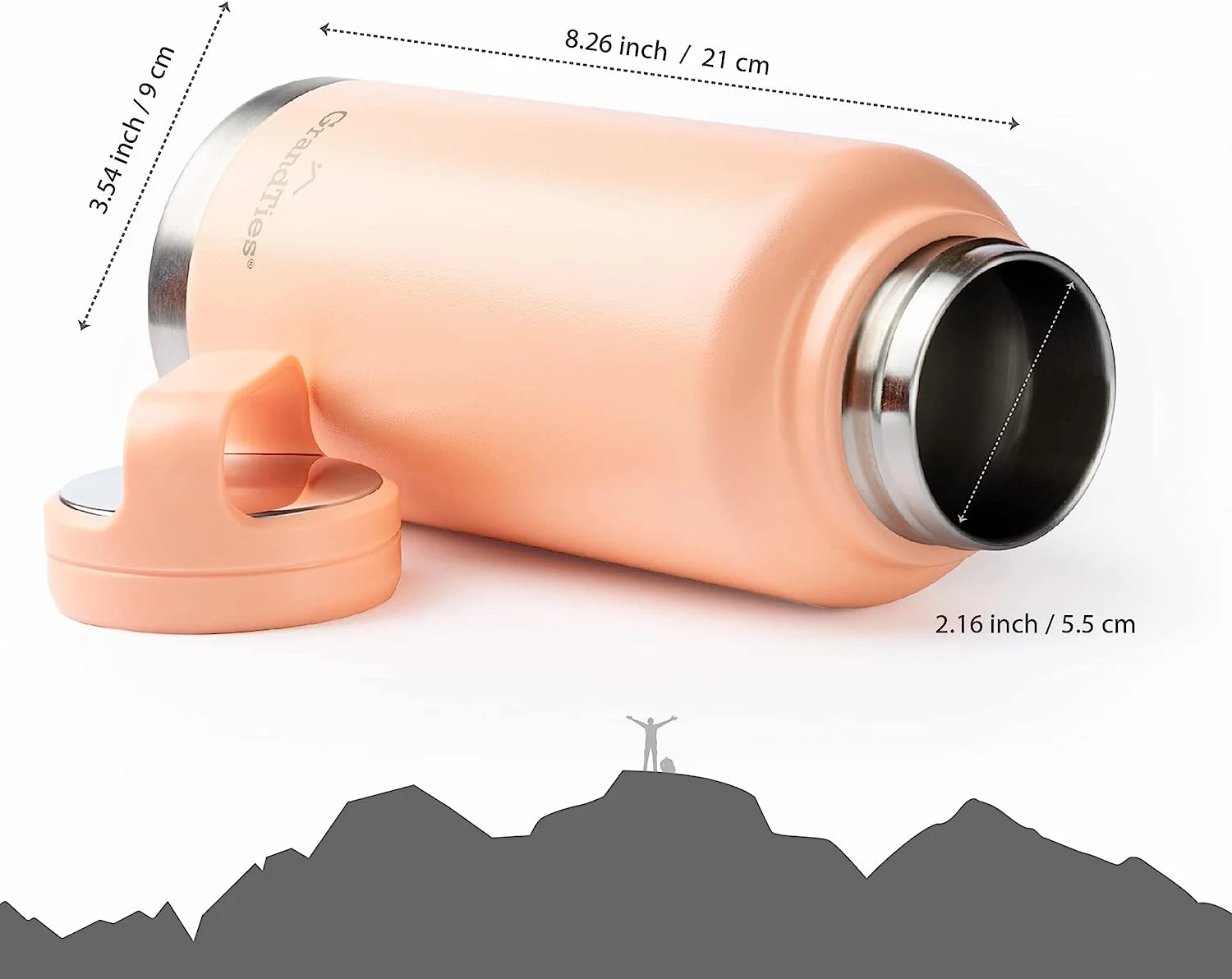 32 Ounces Wide Mouth Stainless Steel Insulated Water Bottle - Rose Salt with 2 Lids, BPA-Free Travel Canteen for Gym, Hiking, Camping, and Outdoor Activities(Rose Salt 32 oz/32 Pack)