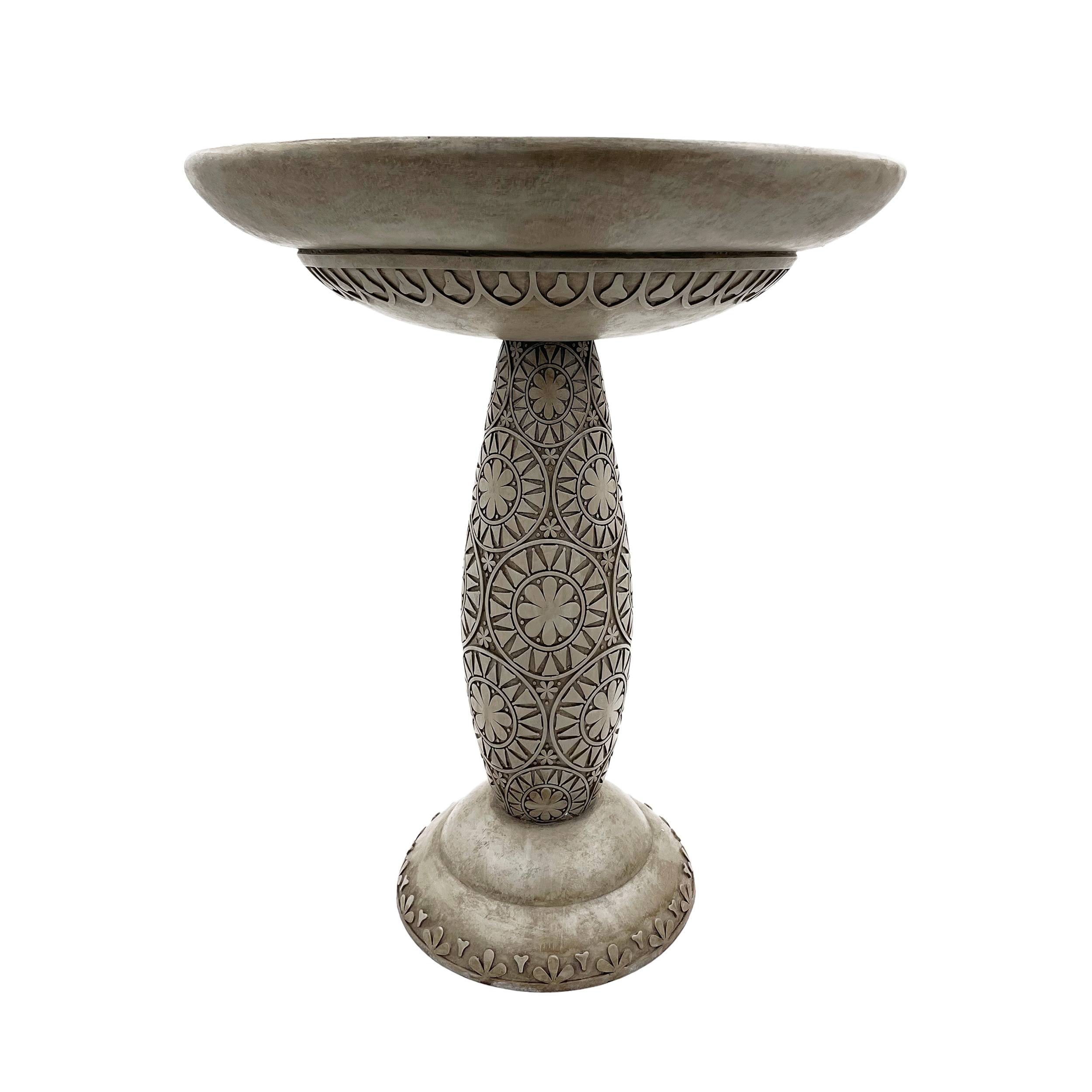 Backyard Glory Floral Sun 20-in H Gray Polypropylene Complete Birdbath | 05-634-34