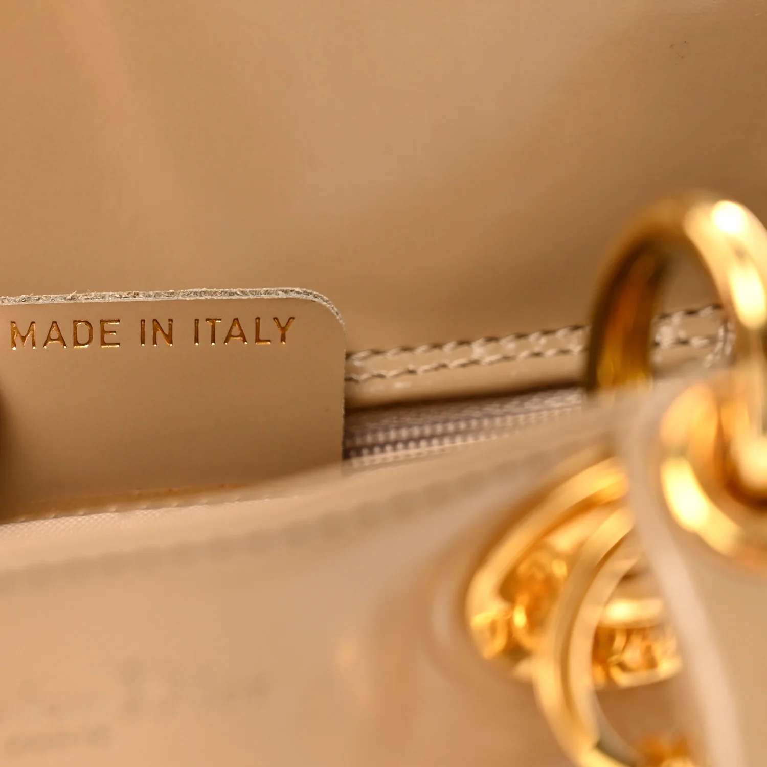 Patent Mini Lady Dior Beige