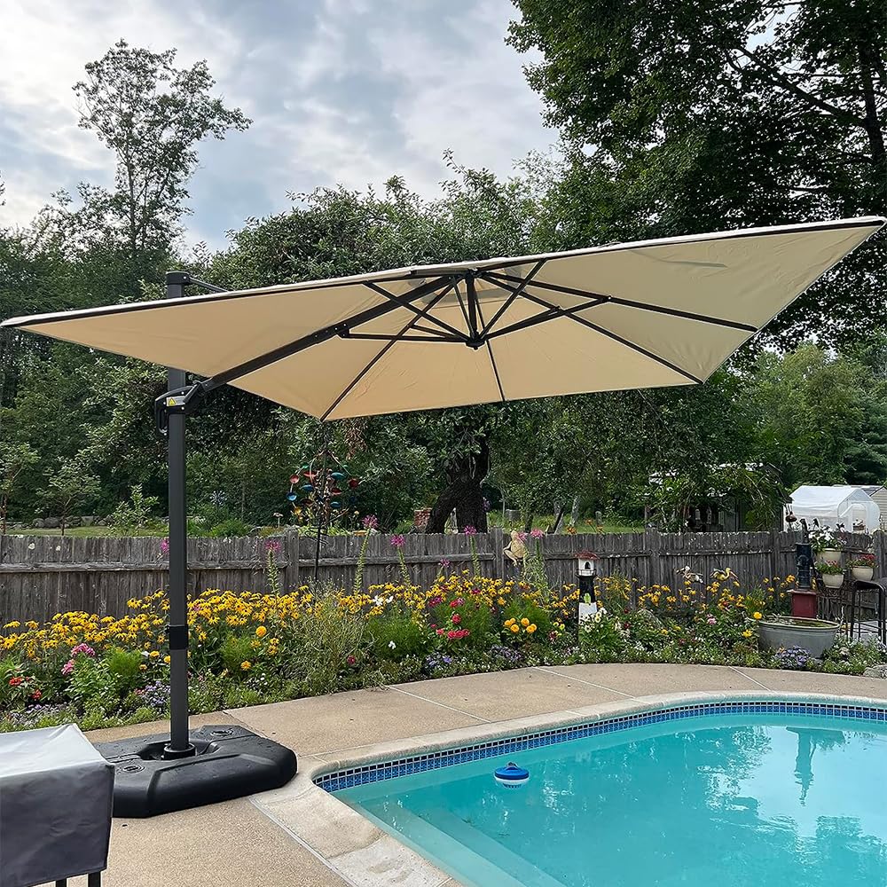 9' X 11.5' Patio Umbrella Outdoor Cantilever Rectangle Umbrella Aluminum Offset Umbrella
