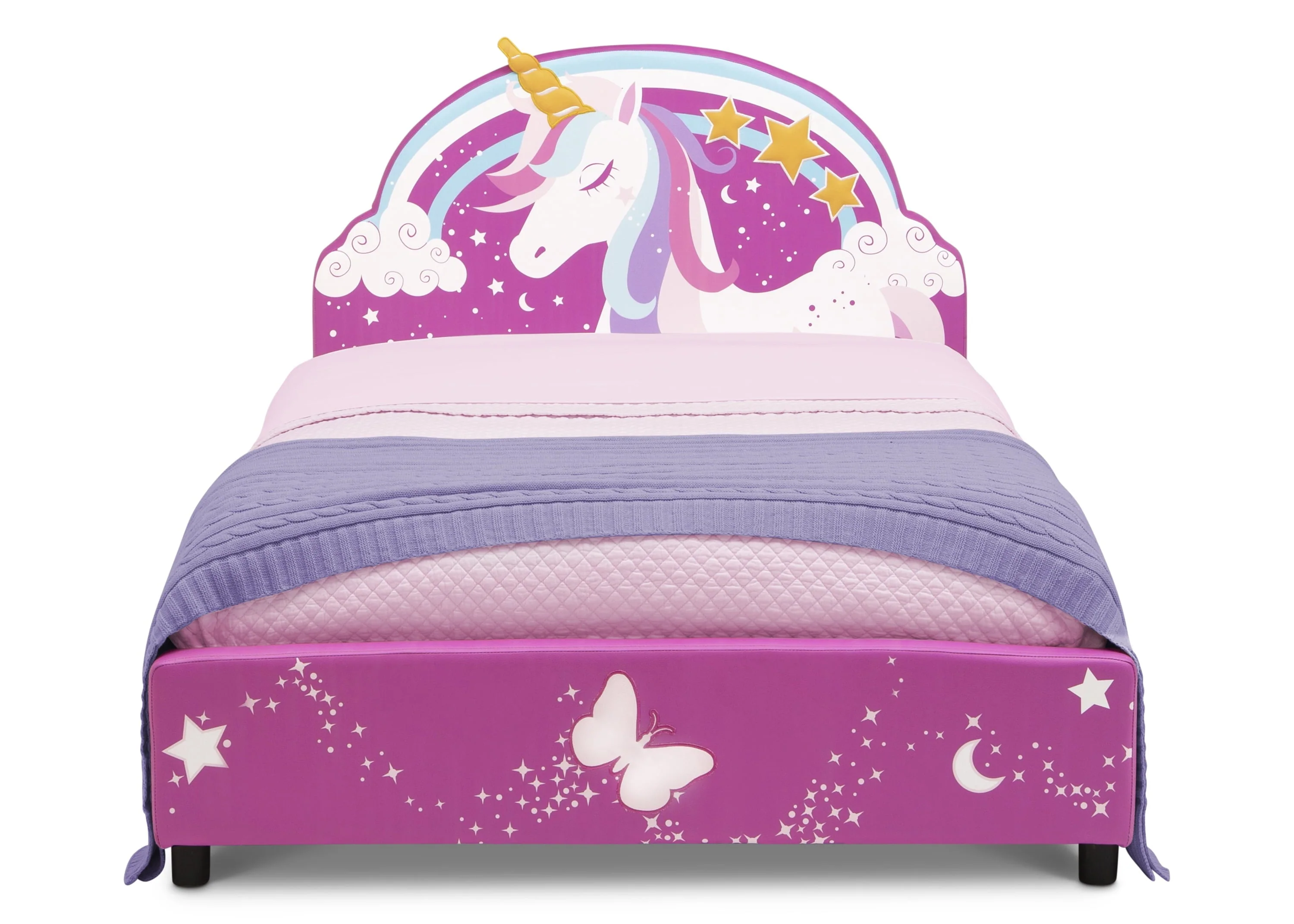 Delta Children Unicorn Upholstered Twin Bed, Pink(Unicorn)