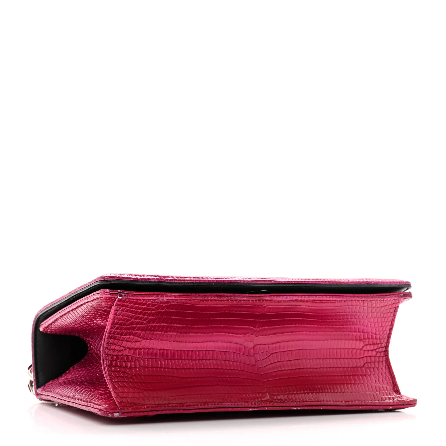 Metallic Lizard Small Diorama Flap Bag Fuchsia
