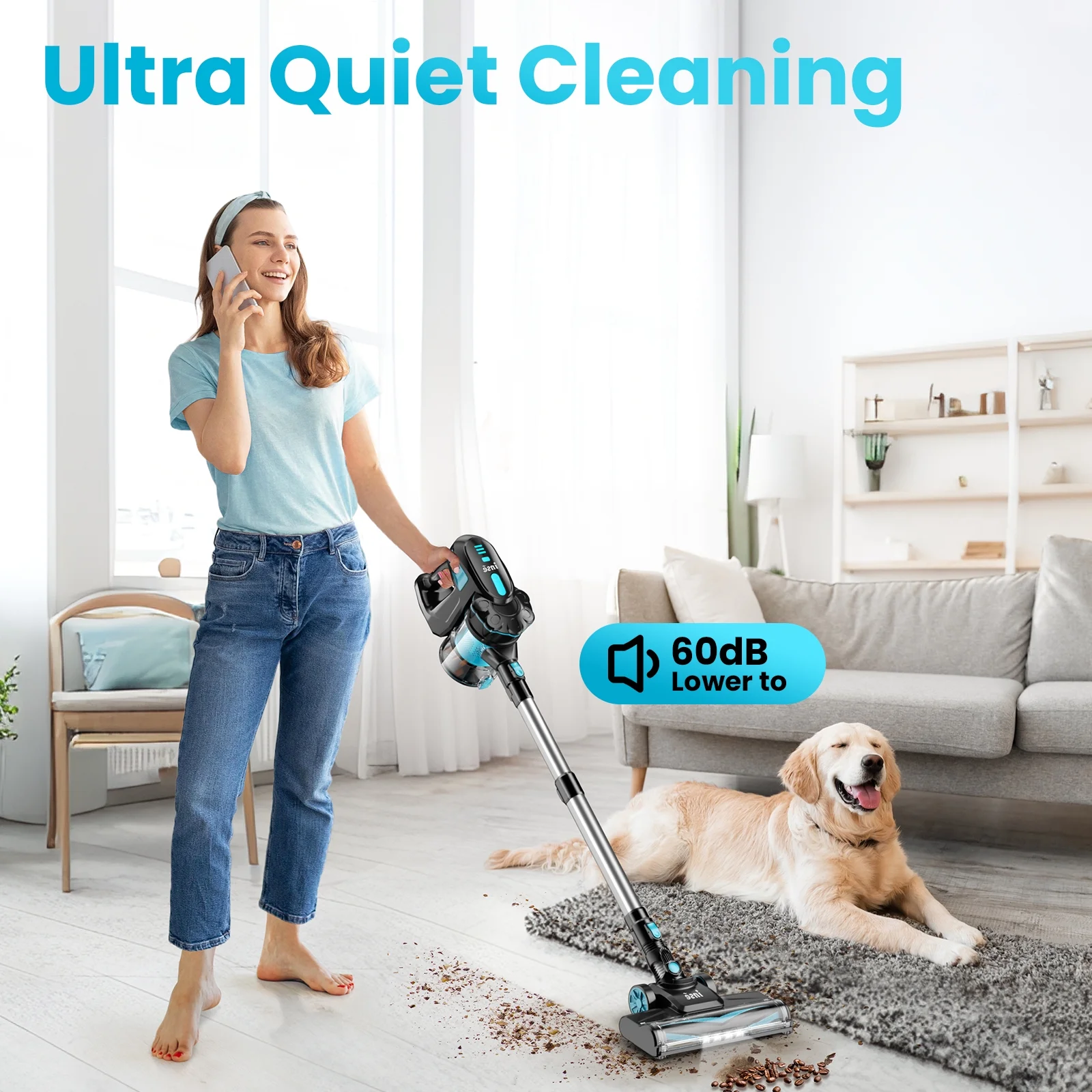 Cordless Vacuum Cleaners, 6-in-1 Lightweight Stick Vacuum for Hardwood Floor Carpet Pet Hair, V770(Blue) - Image 9
