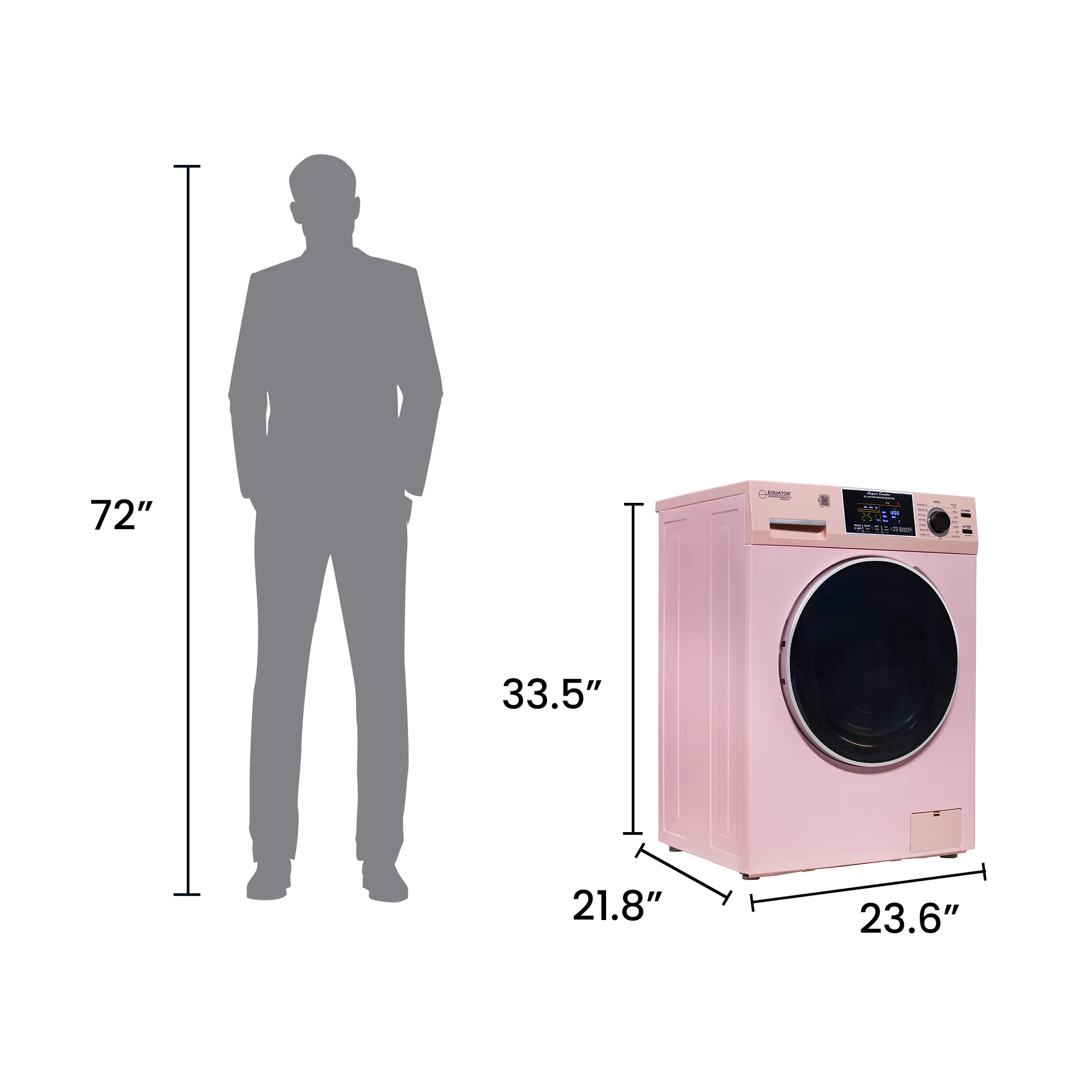Equator All - in - One Washer Dryer VENTLESS/VENTED PET Cycle 1.62cf/15 lb 110V in Pink