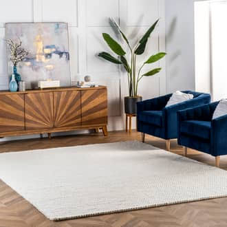nuLOOM Caryatid Handwoven Solid Wool Area Rug, 8' Square, Off-White