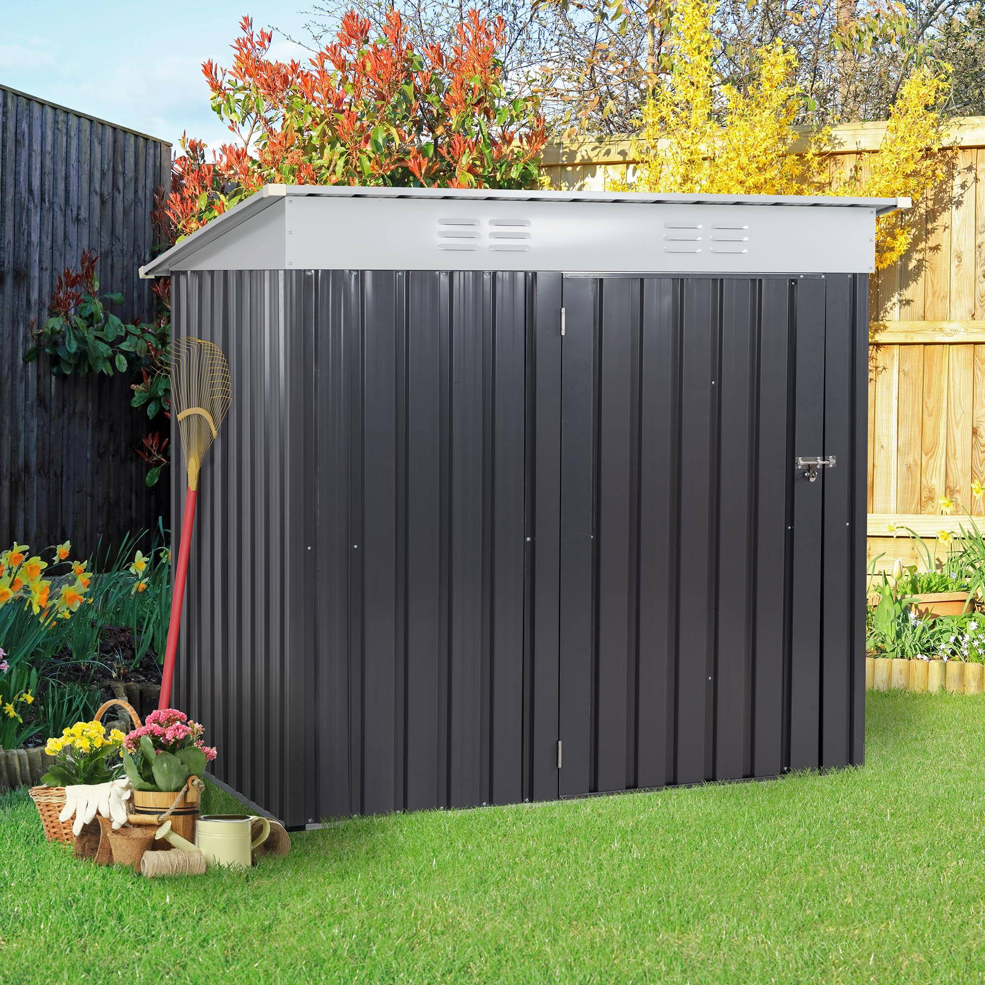Vongrasig 6 x 4 x 6 ft Outdoor Storage Shed Clearance with Lockable Door Metal Garden Shed Steel Anti-Corrosion Storage House Waterproof Tool Shed