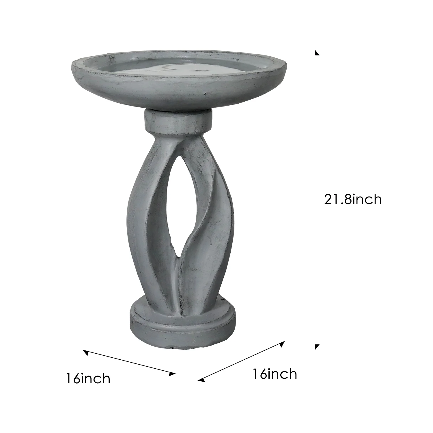 21.8 Inch Height Outdoor Bird Bath Fibre Reinforced Concrete Large Bird Bath Stylish with Curved Pedestal for Garden, Patio, Backyard, Lawn - Image 4