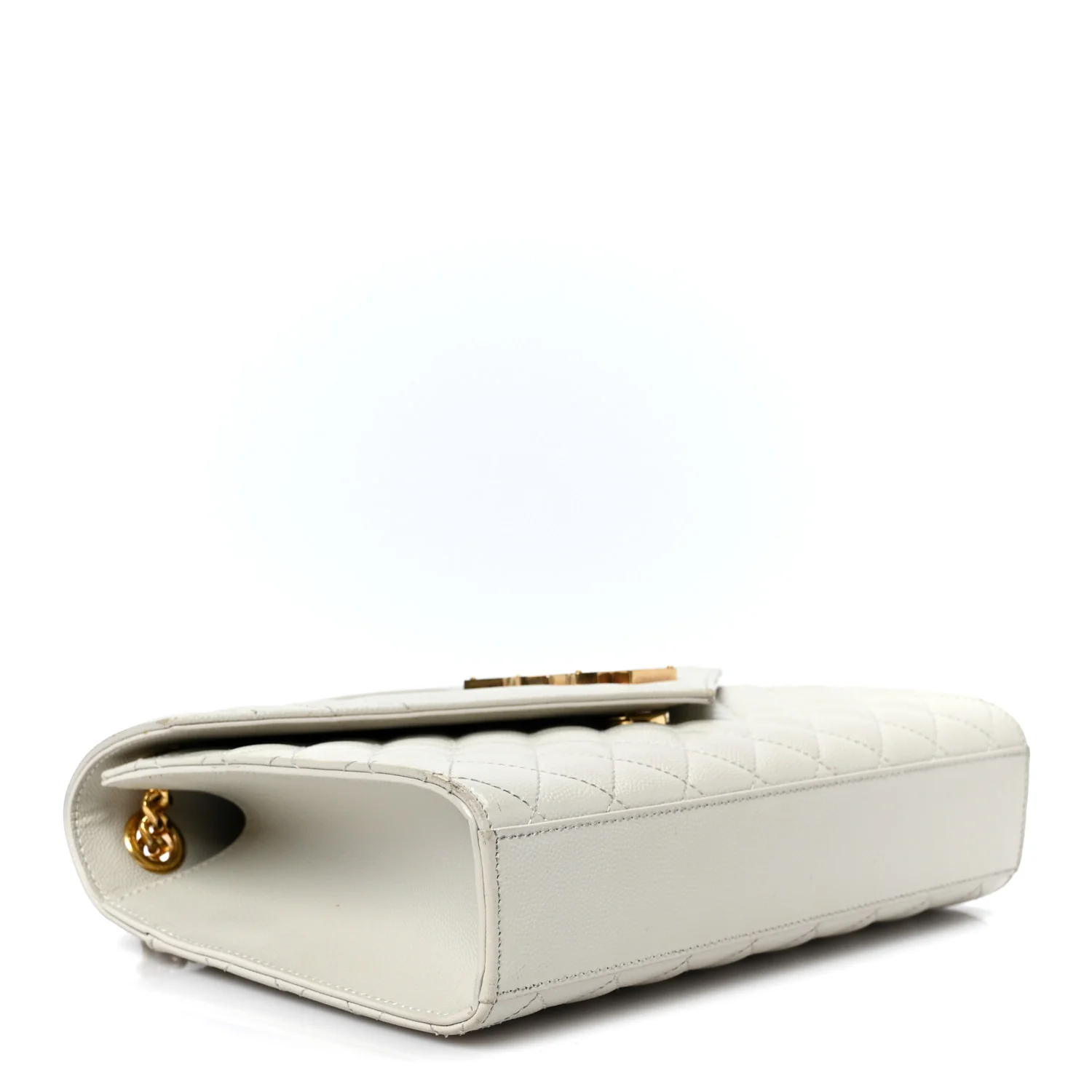 Grain De Poudre Textured Mixed Matelasse Medium Triquilt Monogram Satchel Crema Soft