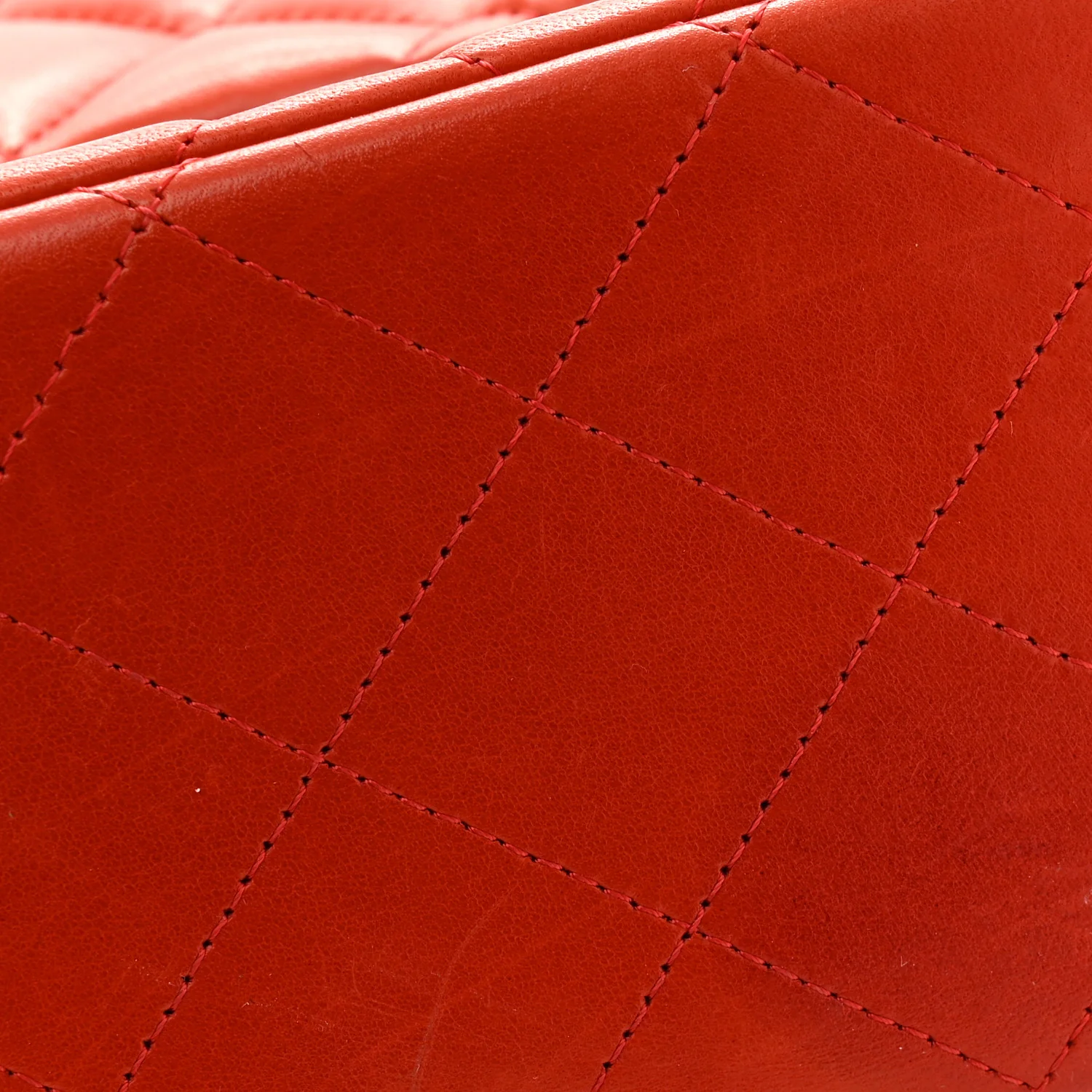 Lambskin Quilted Jumbo Double Flap Red