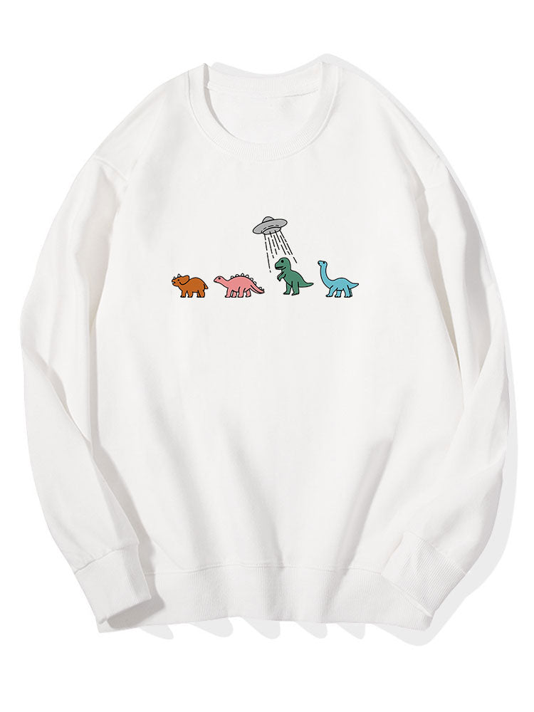 Sweat-shirt en coton à imprimé dinosaure de dessin animé
