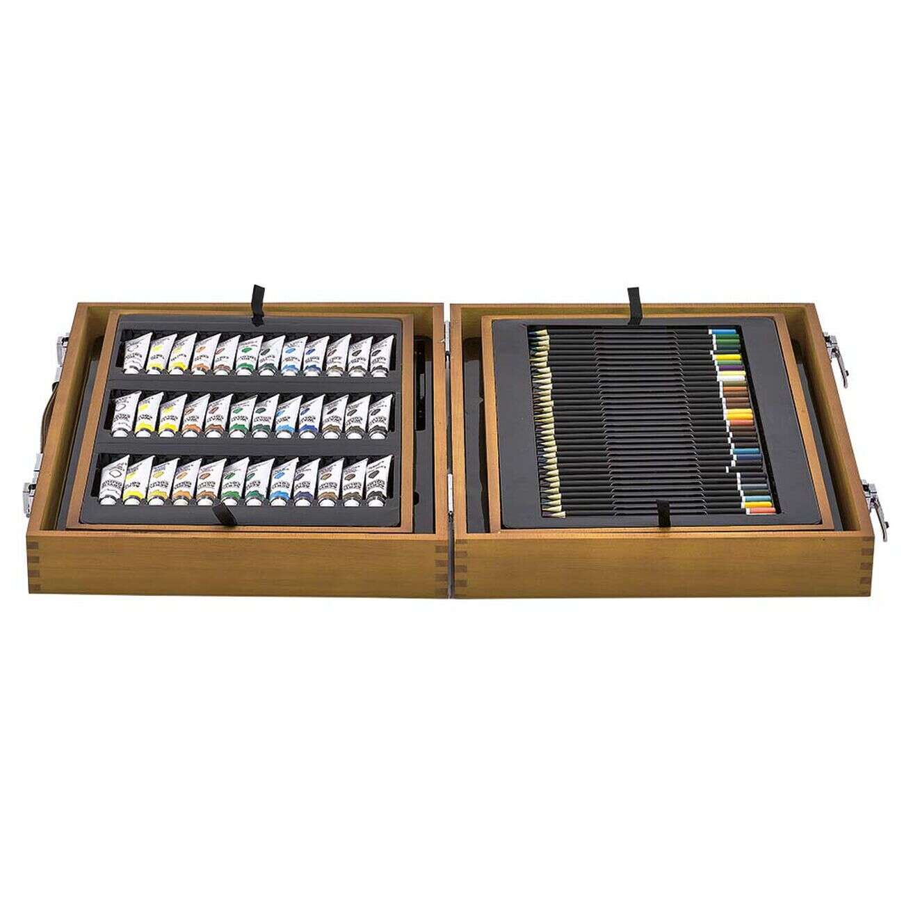 Coffret artiste en bois dessin et peinture 174 pièces