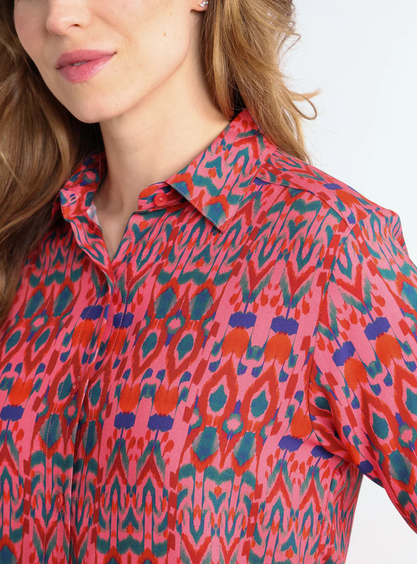 Chemise chaude femme viscose rouge rose