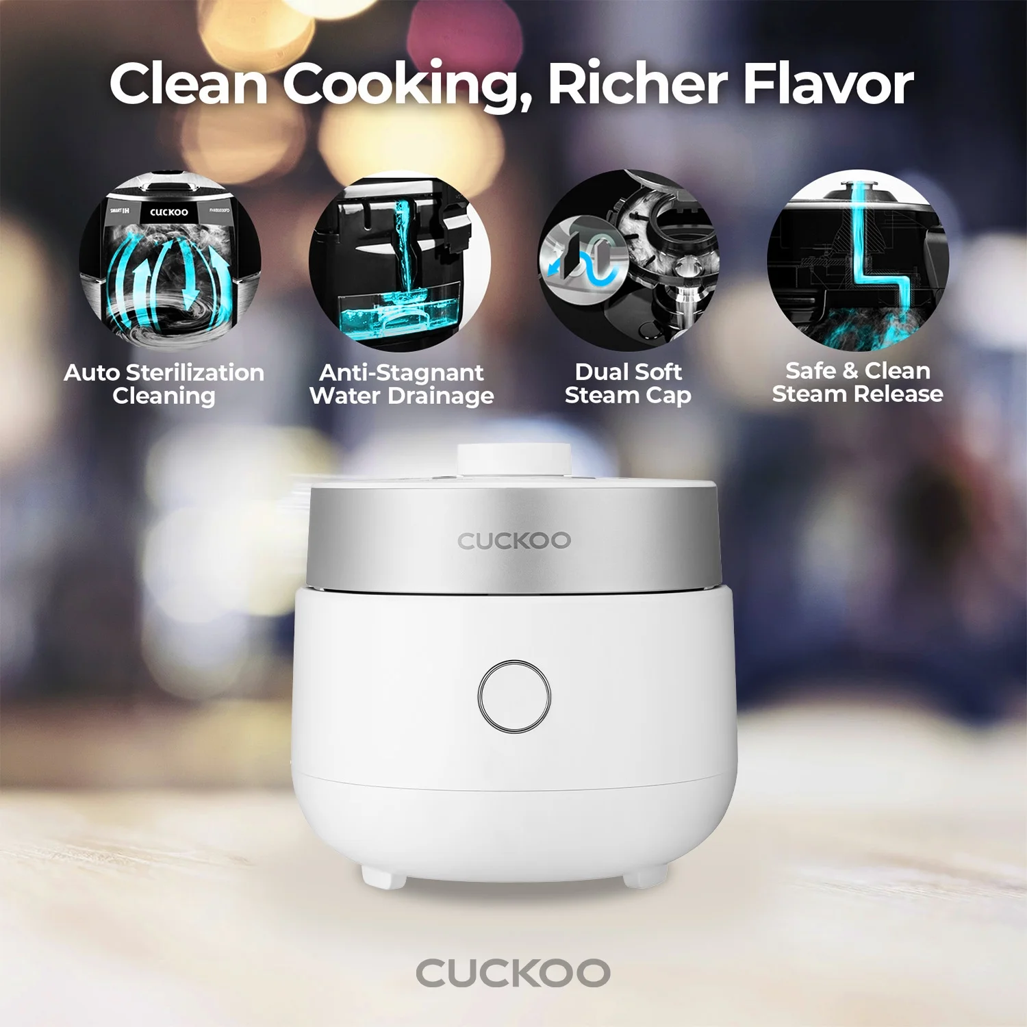 CUCKOO 3 - Cup Induction Heating Twin Pressure Rice Cooker, Nonstick Pot, 15 Cooking Modes, Voice Guide