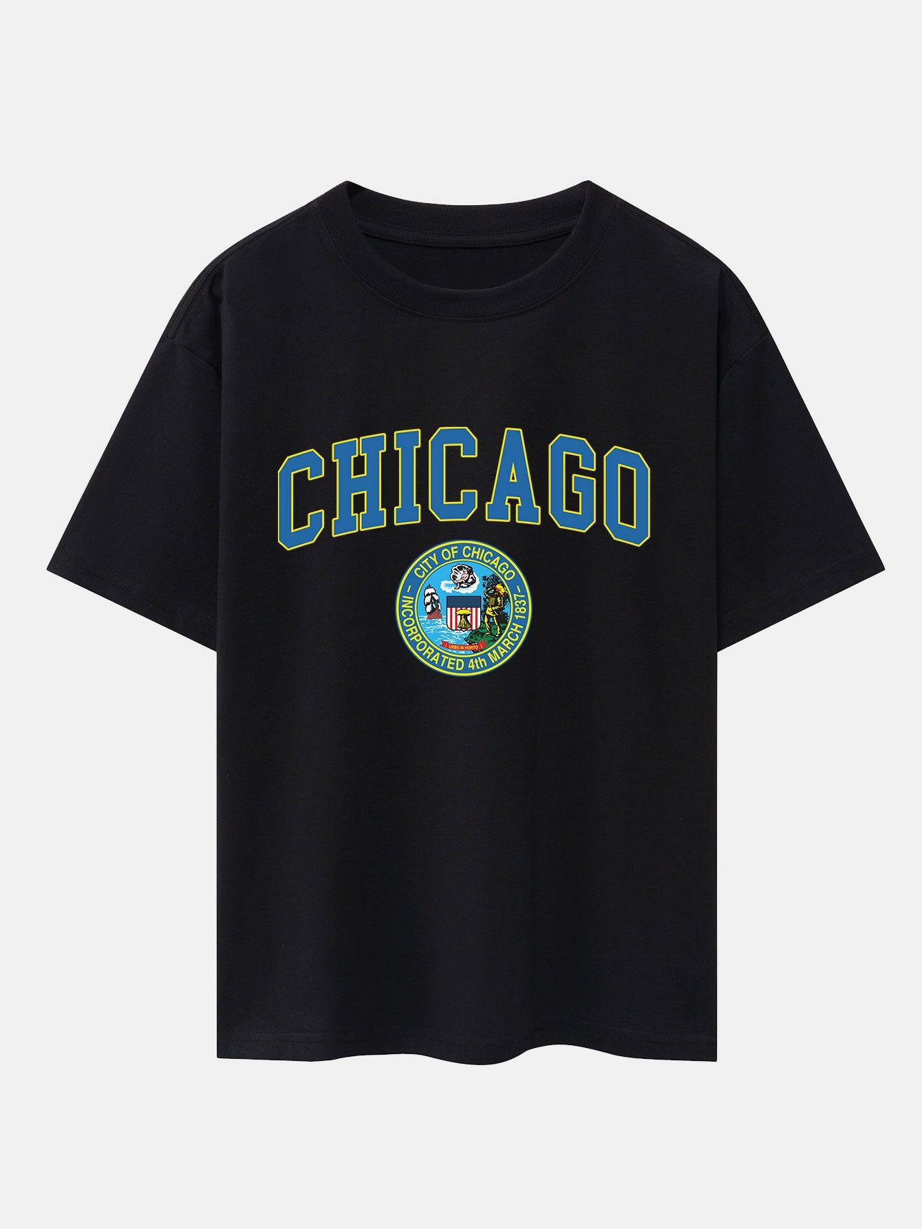 T-shirt oversize à épaules tombantes imprimé des armoiries de Chicago
