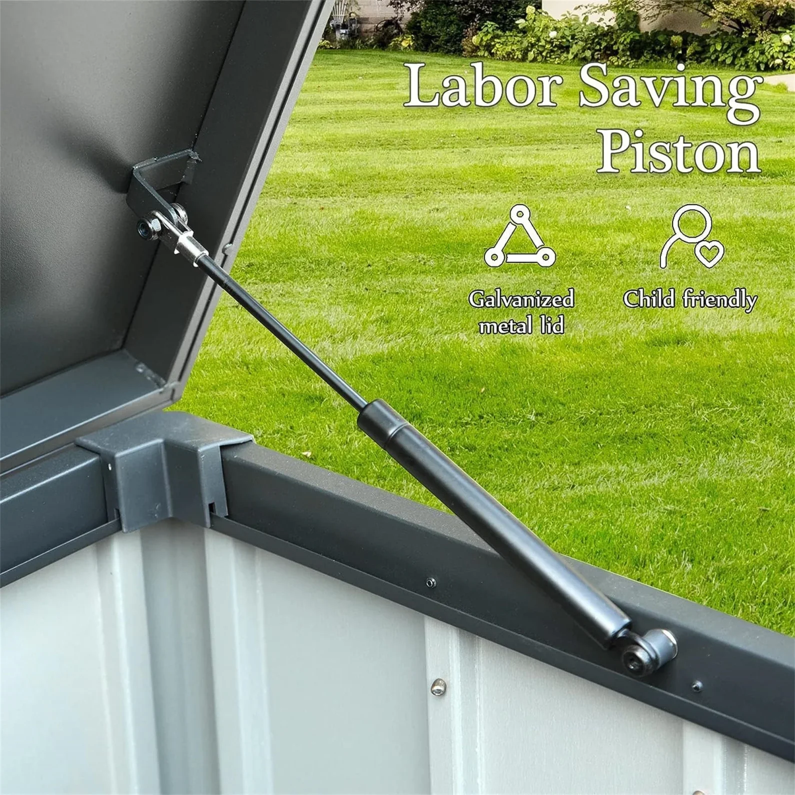 150 Gallon Outdoor Waterproof Storage Deck Box with Portable Side Handles and Moving Roller, Large Patio Storage Lockable for Outside Cushions, Throw Pillows, Garden Tools, Dark Gray