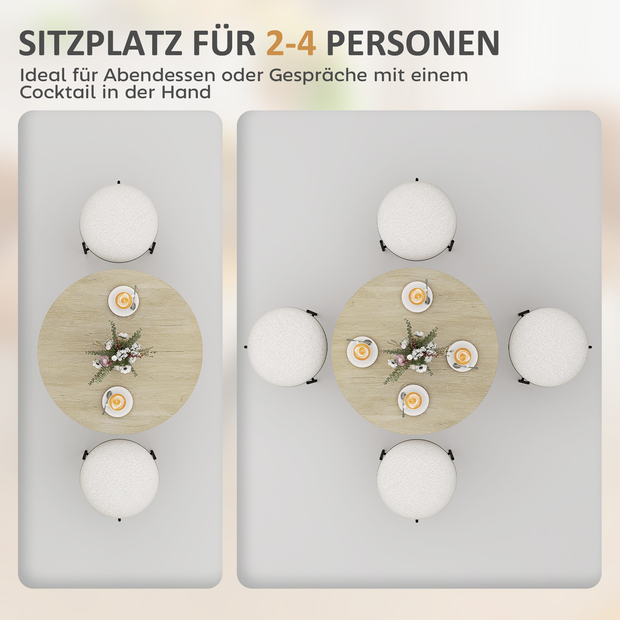 HOMCOM 80cm Industriële Ronde Eettafel - Eik