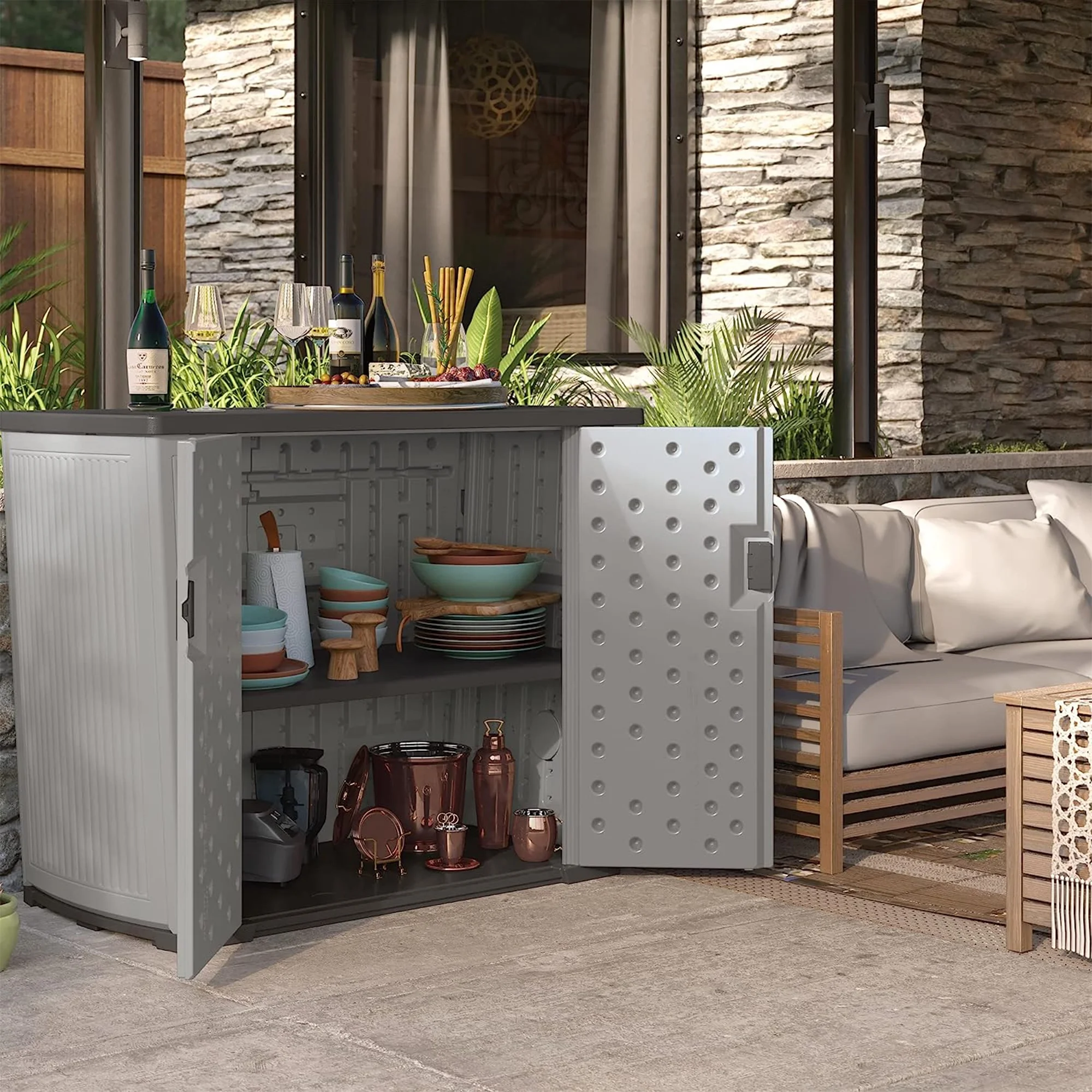 Backyard Oasis 130 Gallon Outdoor Storage Basic Unit, Dove Gray - Image 9