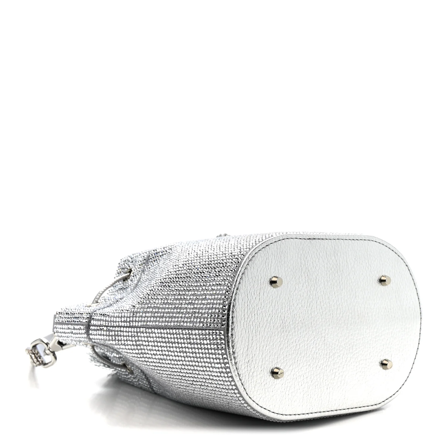 Satin Crystal Embellished Medium Piper Bucket  Silver Rhine