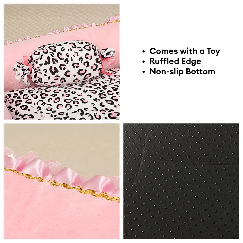 Pink Leopard Print Removable And Washable All-Season Princess Pet Bed