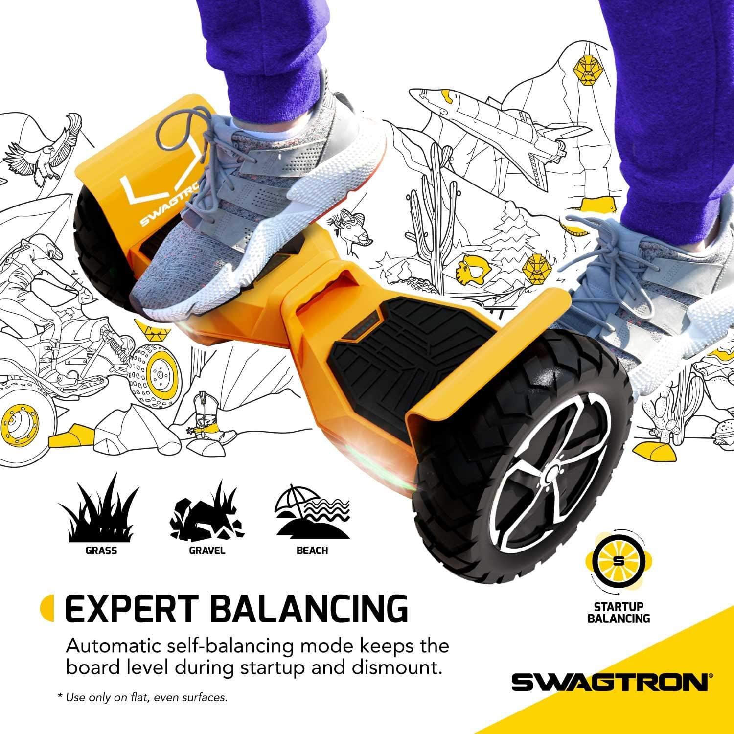 SWAGTRON Swagboard Outlaw Off - Road T6 - Handles Over 420 lb. up to 12 MPH. 10″ Rugged Tires