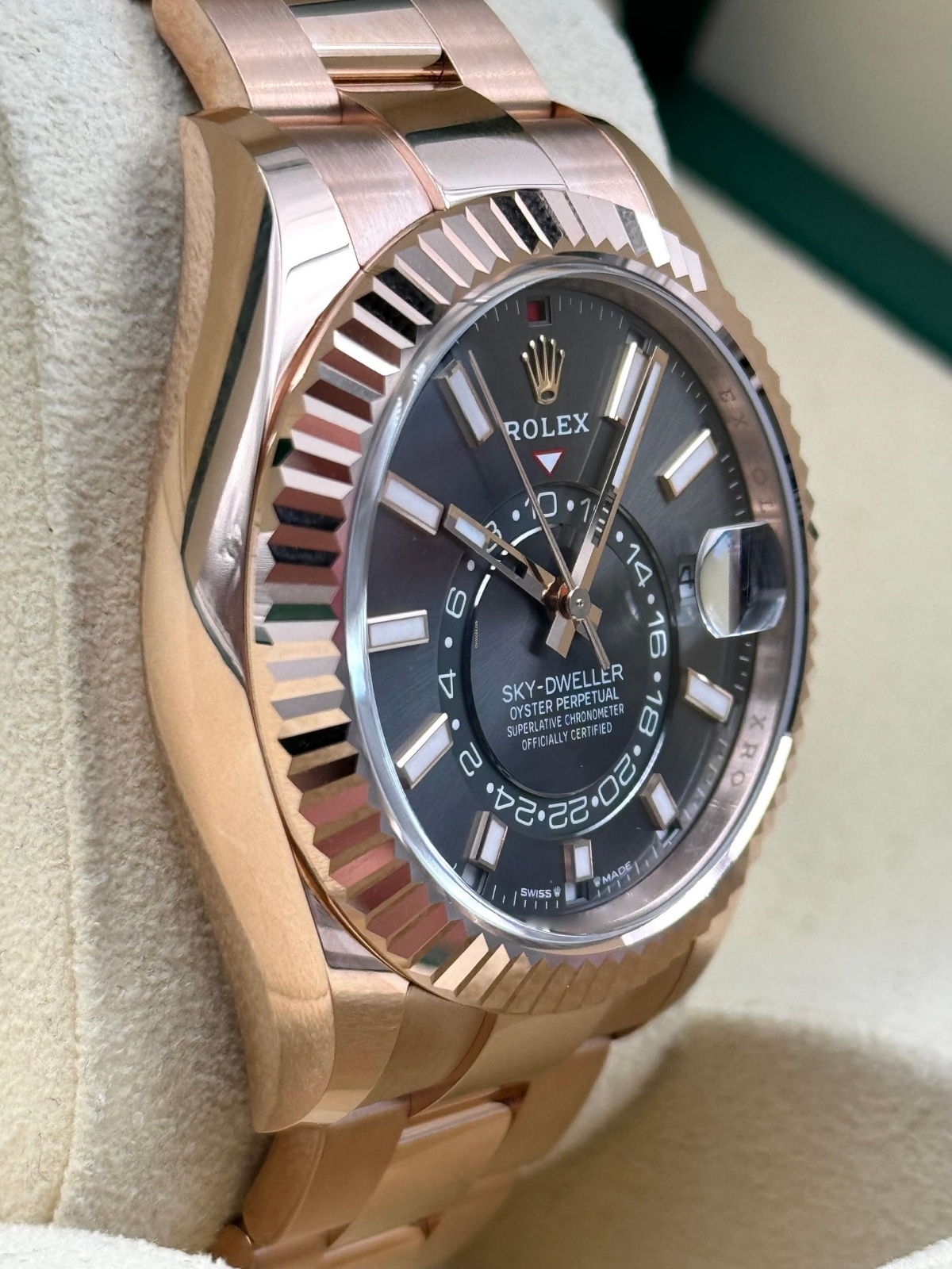 [Super Clone]RLX  Sky-Dweller 42mm Rose Gold Rhodium Dial Oyster - 336935