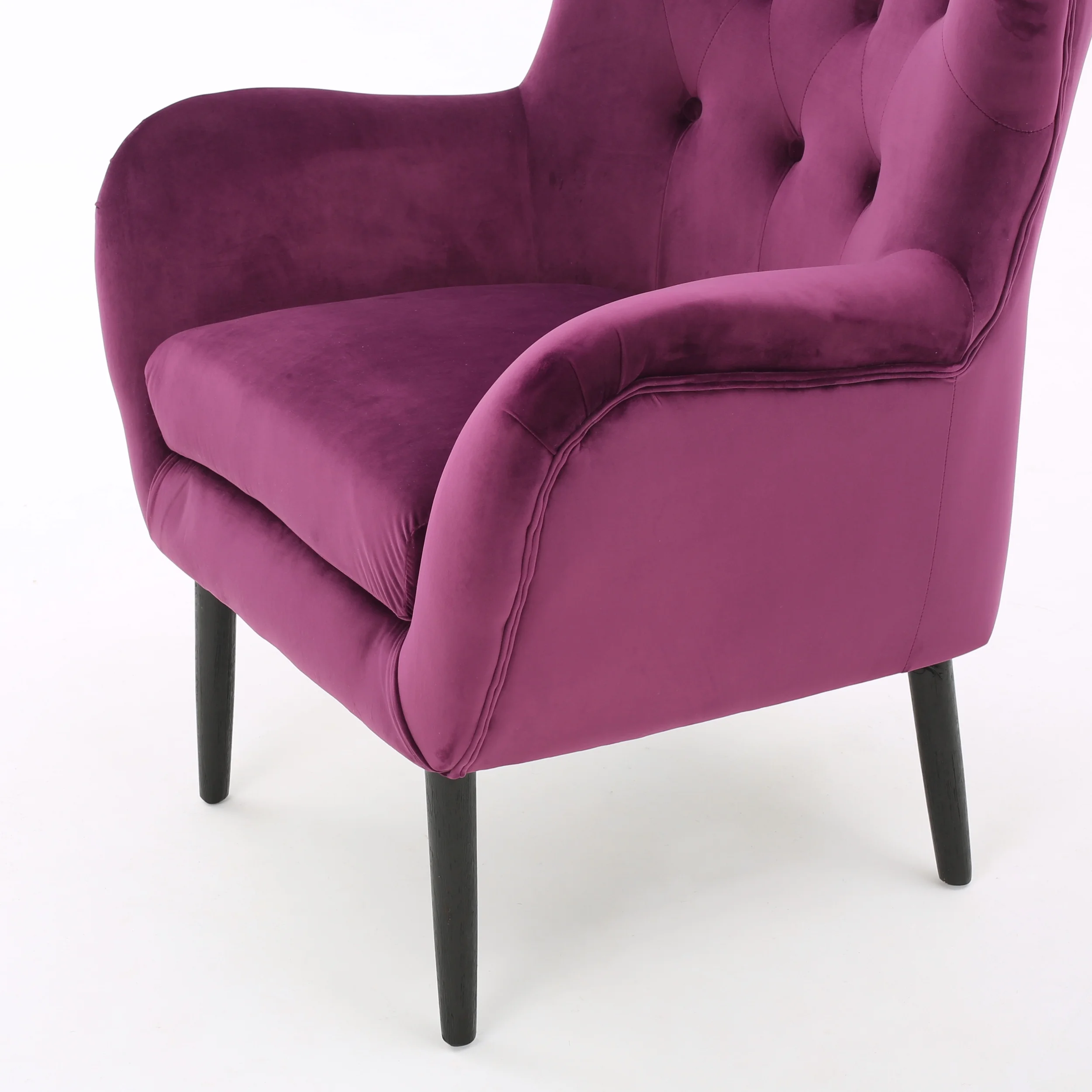 Noble House Simon Velvet Wingback Chair, Purple